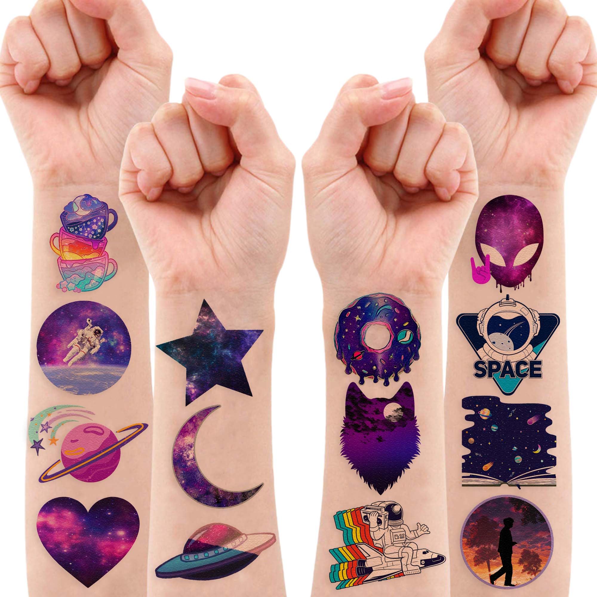 88PCS Galaxy Temporary Tattoos - Space Themed Party Decorations, Kids Birthday Favors, Classroom Rewards & School Prizes | Perfect for Space Birthday Parties, School Events & Gift Giving