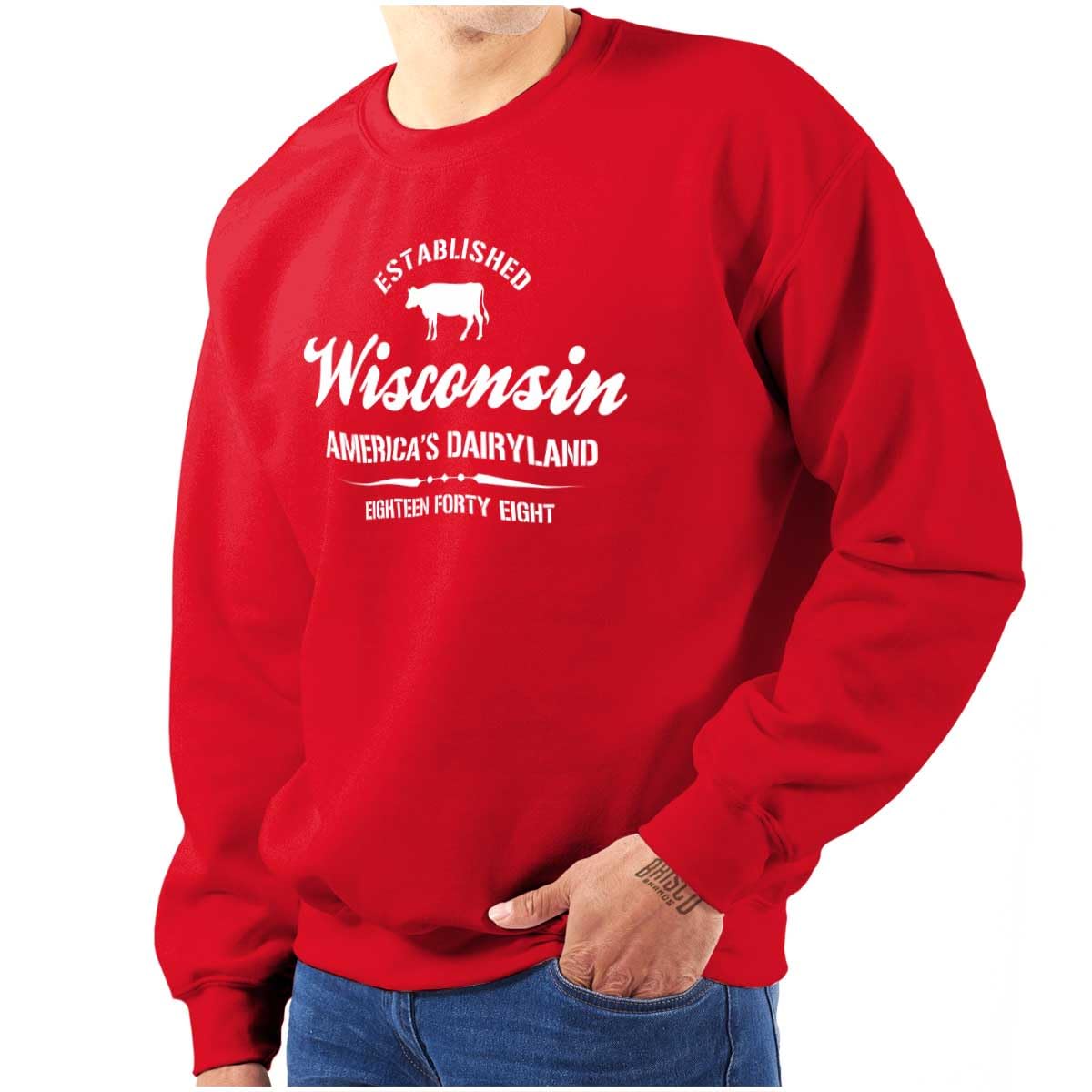 Classic Teaze Wisconsin America's Dairyland State Sweatshirt for Men & Women - Comfortable Unisex Pullover Hoodie for Casual Wear, College Spirit & Wisconsin Pride