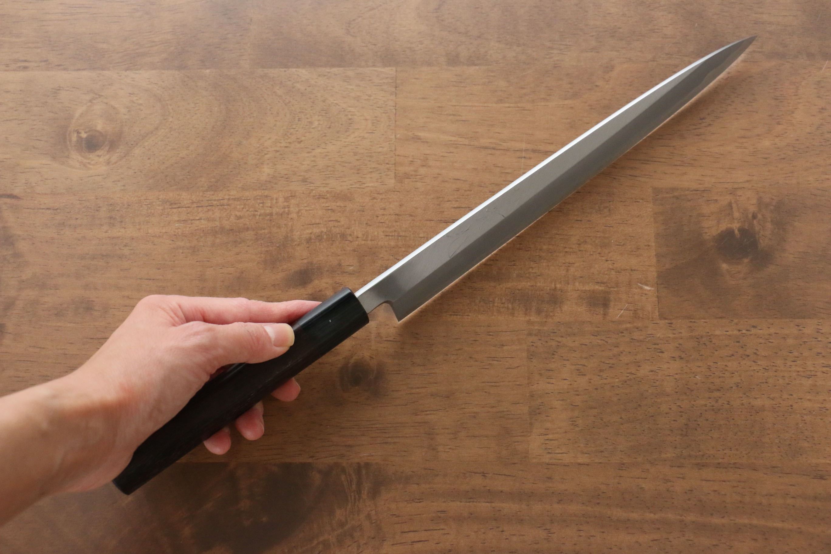 Premium Jikko White Steel No.2 Yanagiba Sushi Knife 240mm with Ebony Handle - Perfect for Sushi Chefs & Japanese Cuisine Lovers