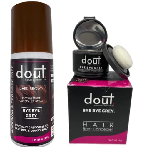 Dout Hair Touch-Up Powder & Spray for Hair & Beard - Temporary Gray Hair Cover for Men & Women (Black) | Quick & Easy Solution for Gray Roots, Thinning Hair & Beard Styling - Perfect for Work, Dates & Special Events
