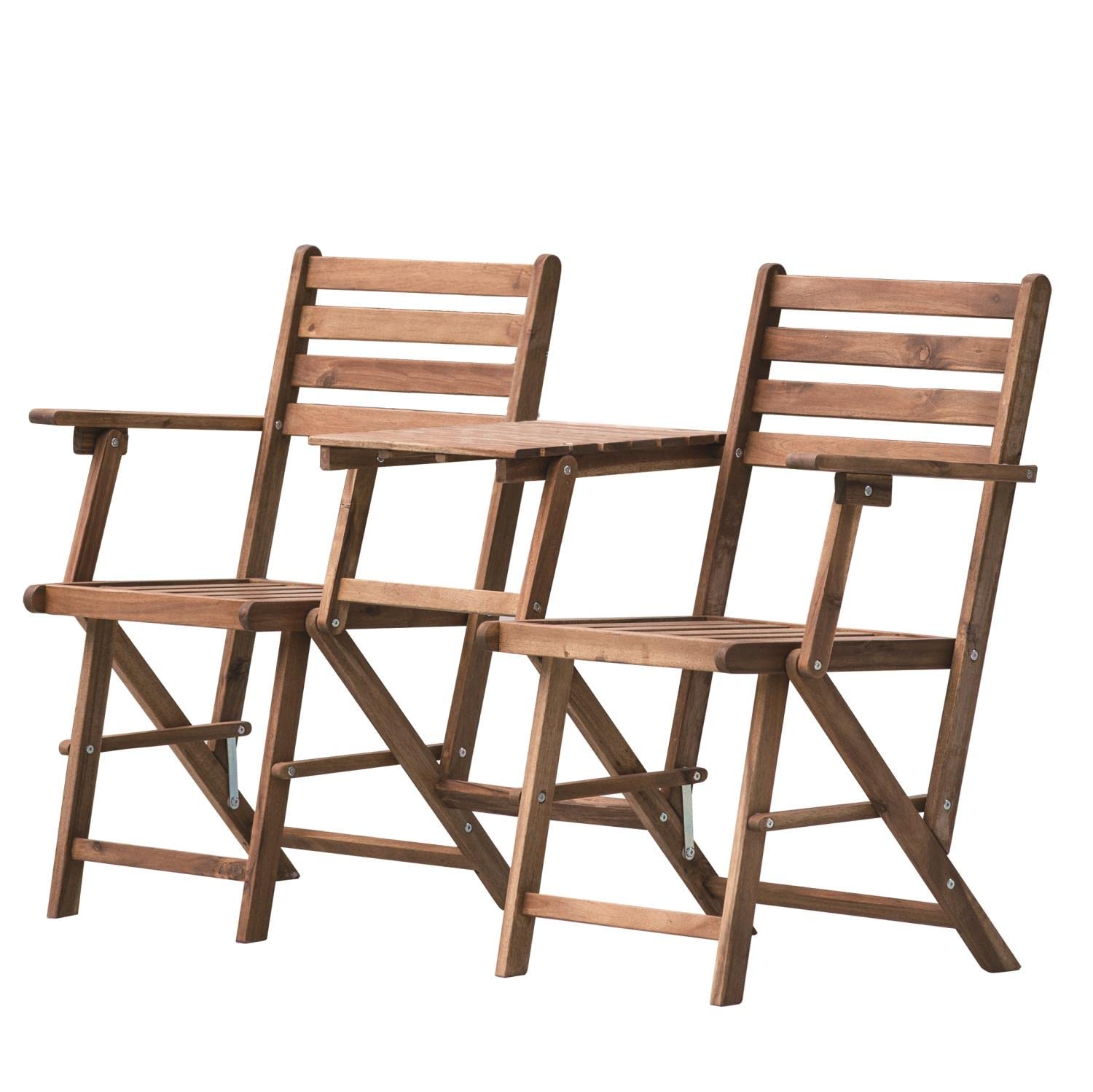 A&B Home KGF38466 Brown Folding Attached Chairs and Table Set - 20