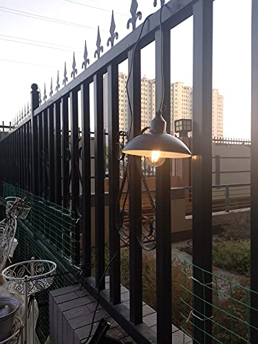 Solar Pendant Light with Remote Control - Dimmable, IP65 Waterproof, 5M Cable, No Wiring Required - Perfect for Indoor, Outdoor, Greenhouse, Porch & Entryway Lighting (Bulb Included)