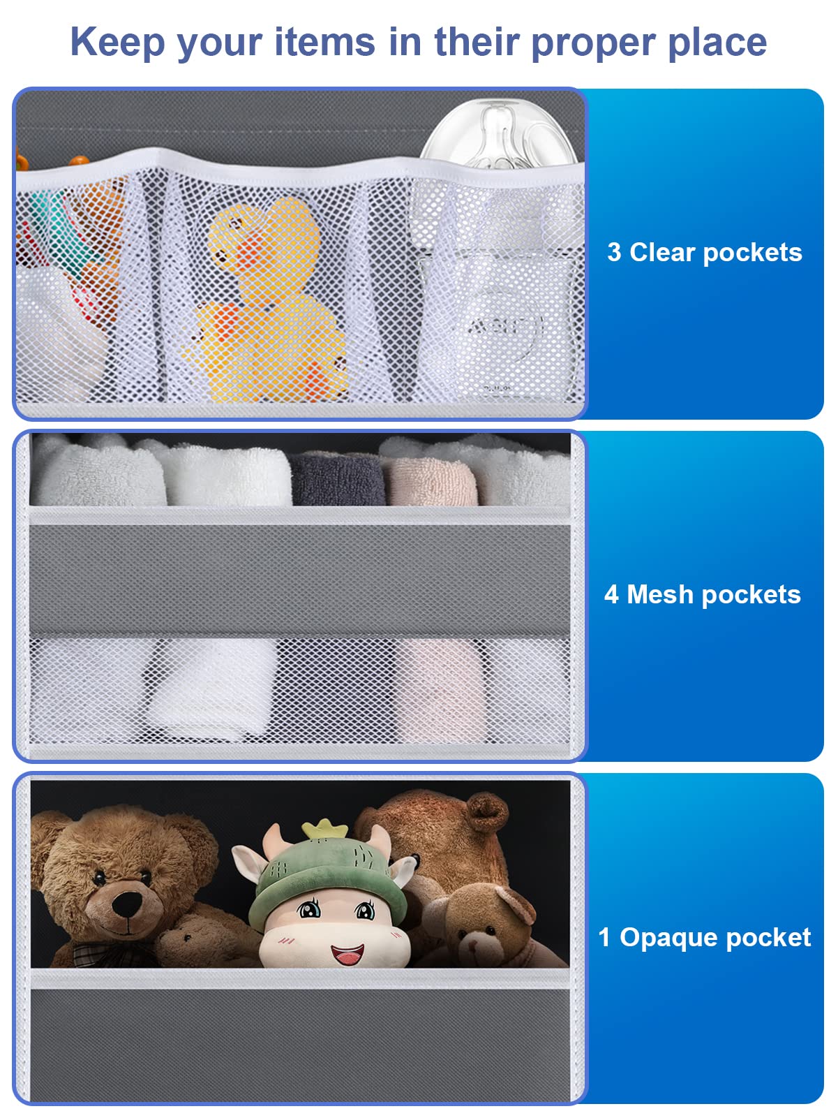 Over the Door Organizer with 6 Shelves & 8 Large Pockets - Space Saving Hanging Storage for Pantry, Nursery, Bathroom, Bedroom, Kitchen, Dorm & RV - Perfect for Organizing Toiletries, Toys, Spices & More (1 Pack)