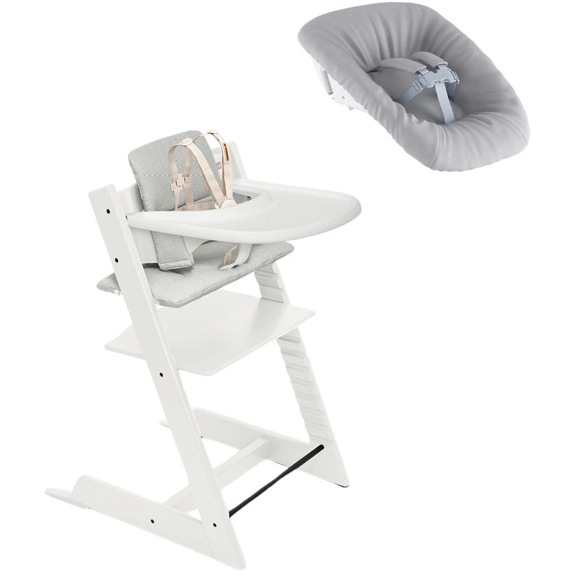 Stokke Tripp Trapp Adjustable High Chair with Baby Cushion & Newborn Set - Includes Removable Tray for Easy Feeding - Perfect for Infants to Toddlers at Home or Restaurant