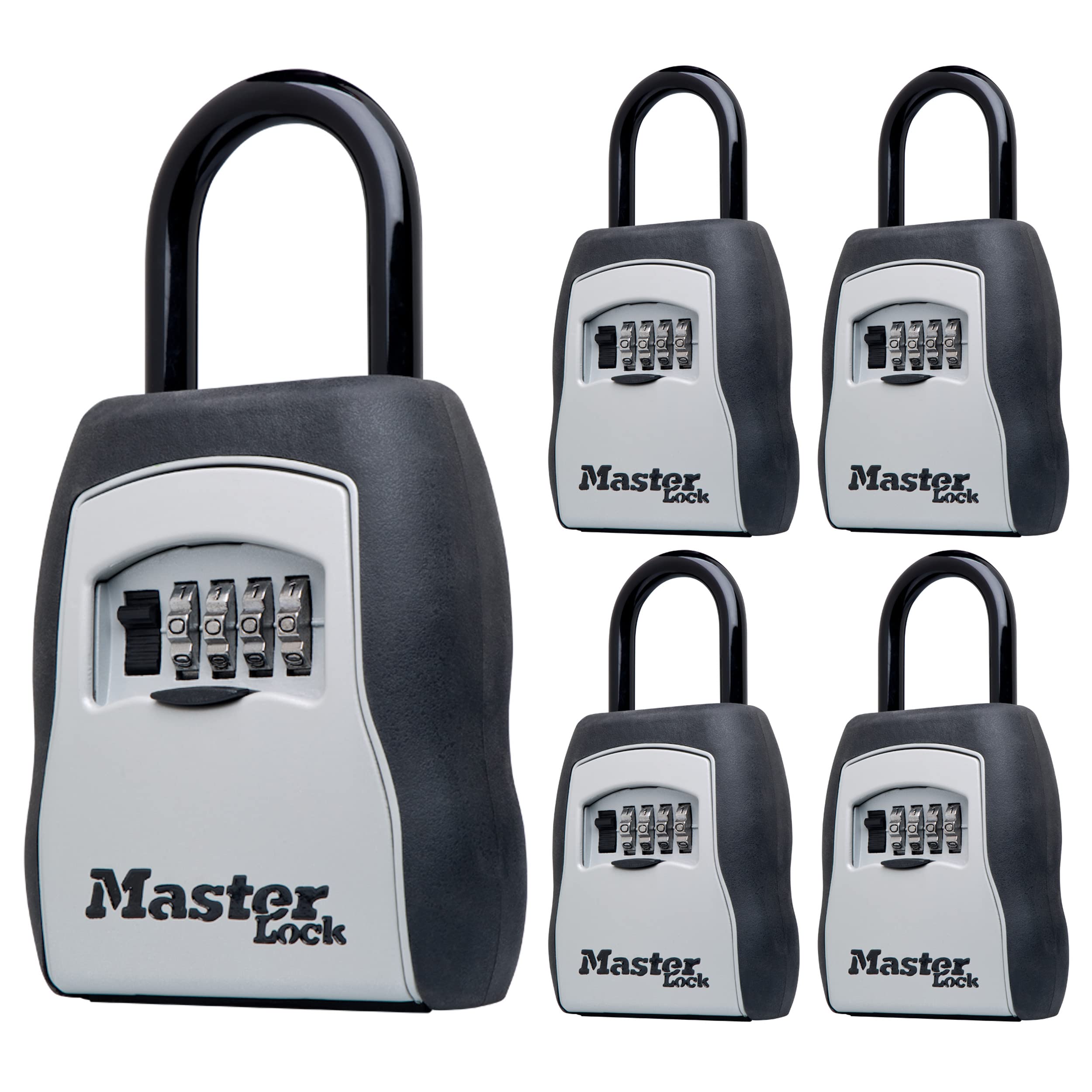 Master Lock 5400EC5 Key Lock Box with Code - 5 Pack, Outdoor Key Safe for Realtors, Property Managers & Landlords - Holds 5 Keys - Ideal for Short-Term Rentals, Vacation Homes & Airbnb Properties