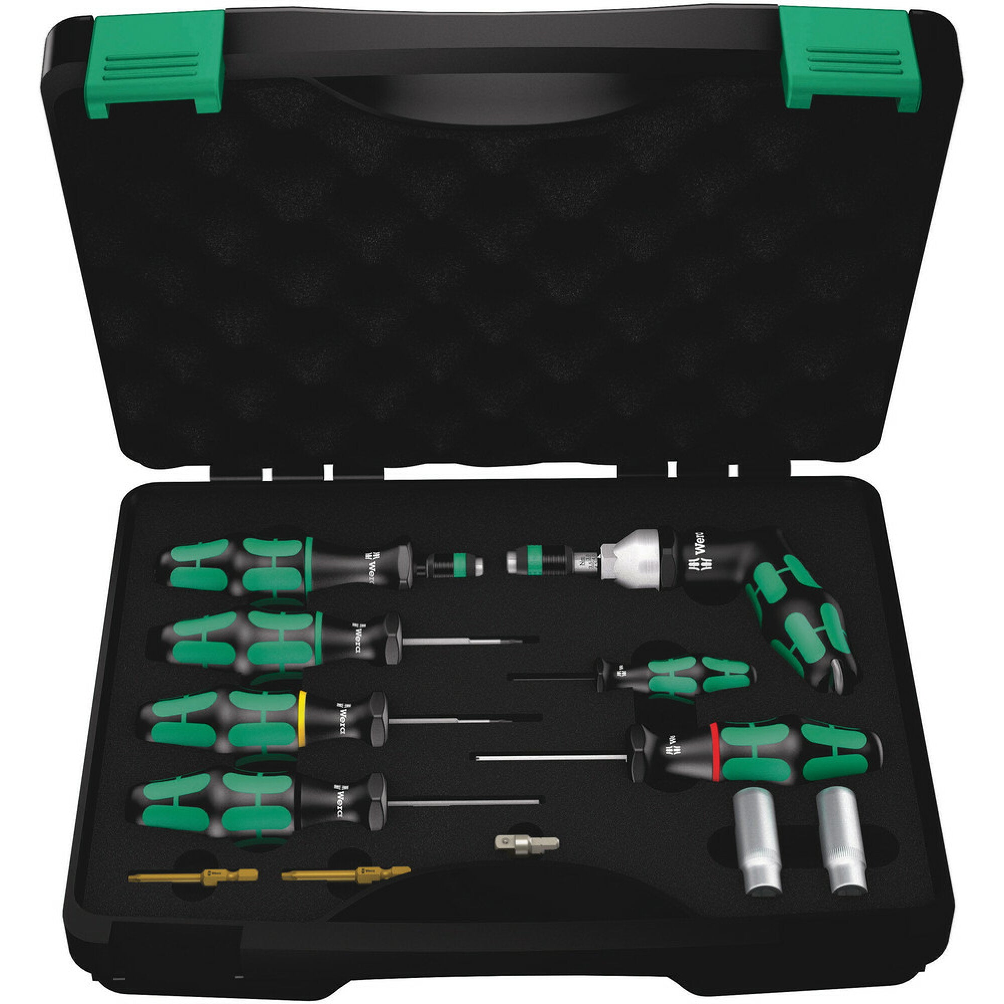 Wera 7443/12 12-Piece Tire Pressure Control System Assembly Set - Professional Automotive Repair Tool Kit for Valve Core Replacement & Maintenance