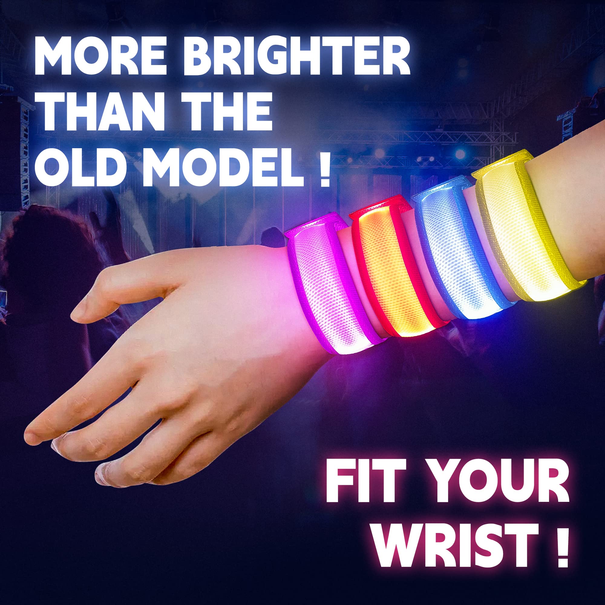 8 Pack LED Glow Bracelets - Light Up Bracelets for Kids & Adults | Glow in The Dark Party Favors for Christmas, Concerts, Festivals, Raves | Perfect for Night Events, Birthday Parties, Halloween & Outdoor Activities