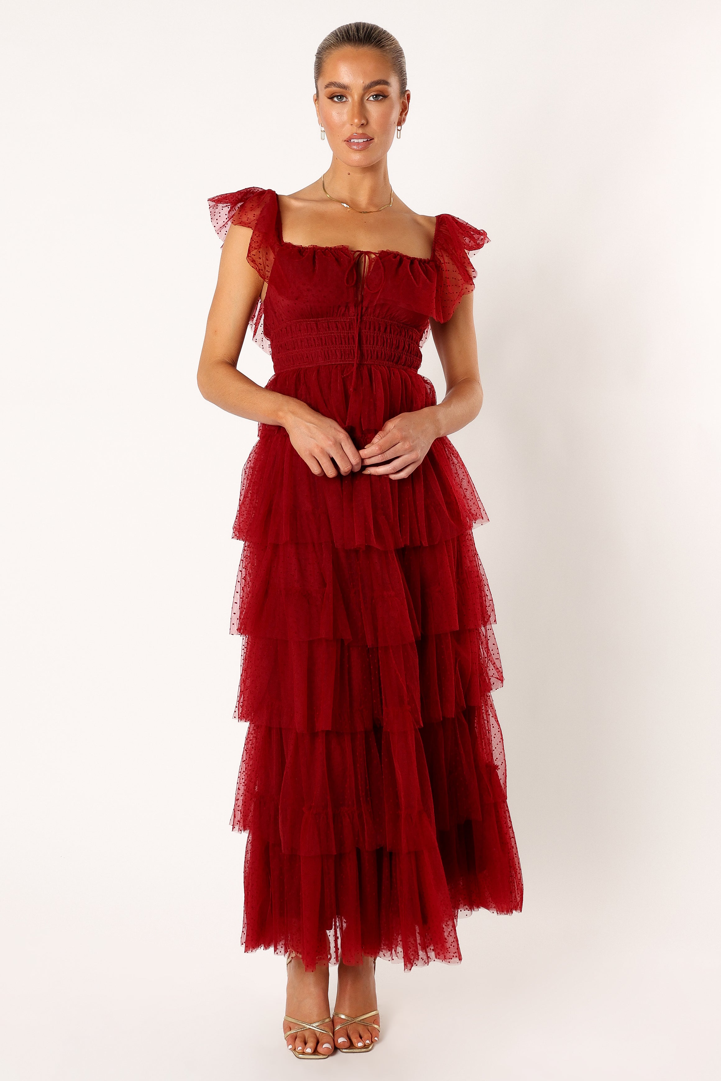 Elegant Belle Maxi Dress in Burgundy - Women's Long Flowy Dress for Summer, Beach, Parties & Special Occasions