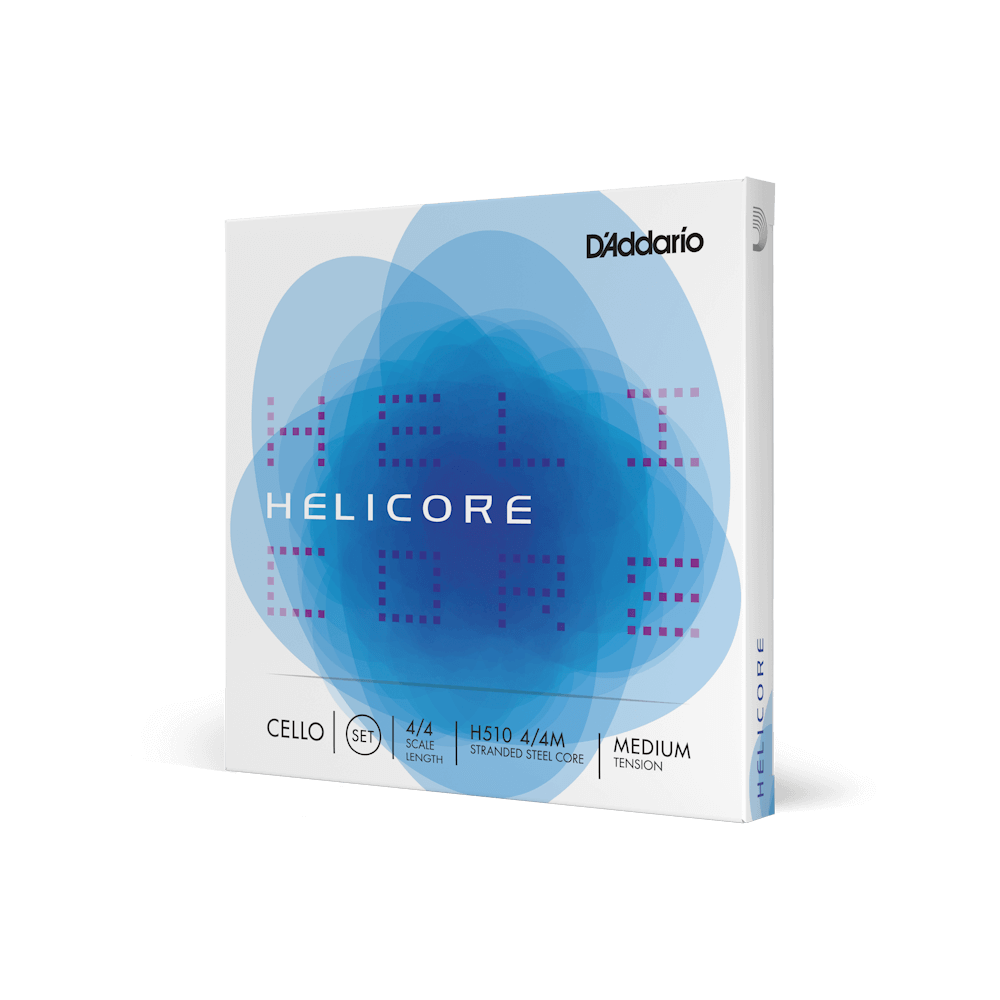 D'Addario H510 Helicore Cello Strings Set - 4/4 Size Medium Tension for Professional Cellists | Perfect for Performances, Practice & Studio Recording