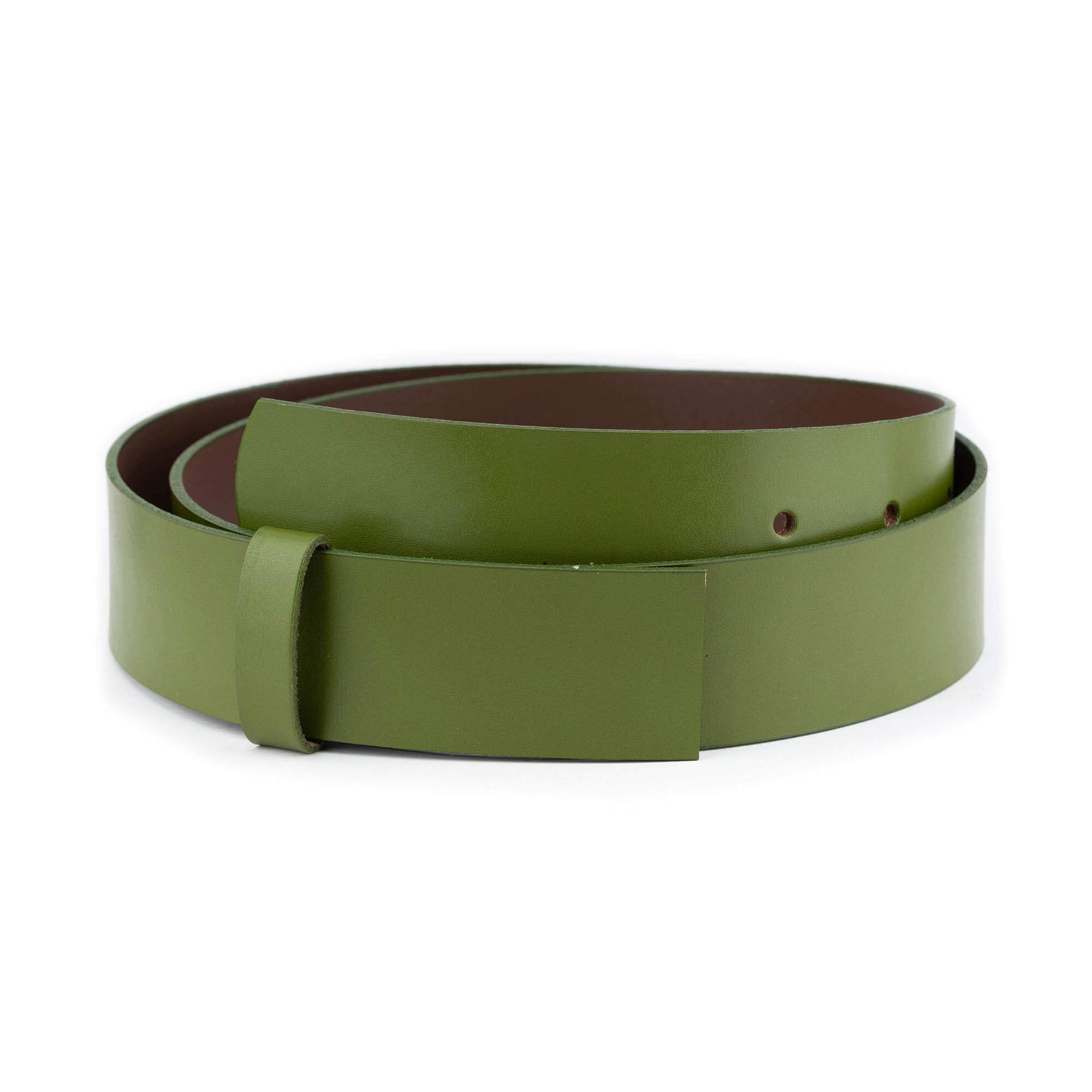 4.0 cm Olive Green Genuine Leather Belt Strap for Ferragamo Buckles Replacement - Premium Men's Dress Belt for Business & Formal Occasions