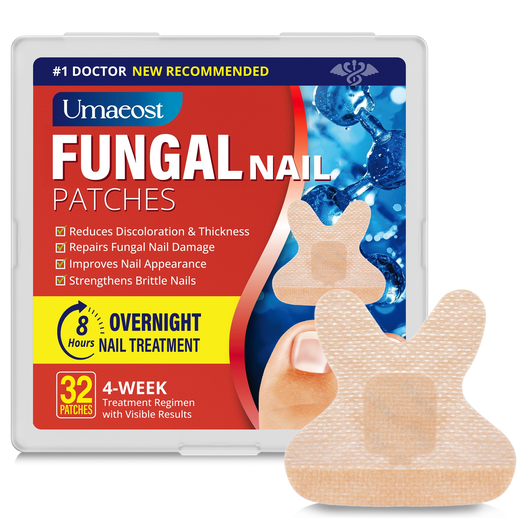 Overnight Nail Repair Patches for Stronger Nails - 32 Medicated Nail Care Patches for Runners, Dancers & Hikers - Perfect for Nighttime Nail Treatment & Recovery After Sports