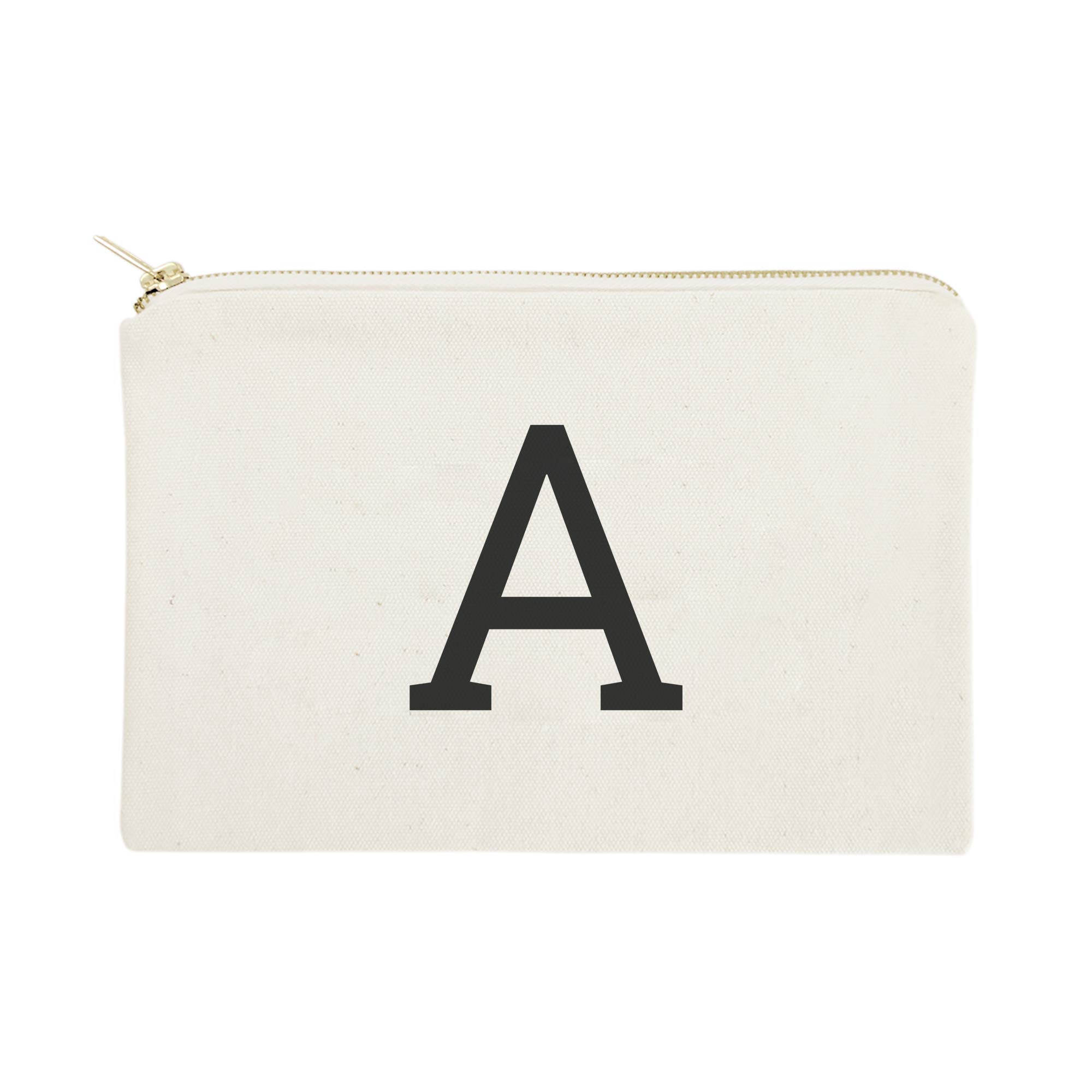 Personalized Monogram Initial A Cosmetic Bag - Cotton & Canvas Travel Makeup Pouch for Women | Perfect for Travel, Gym & Daily Essentials Organization