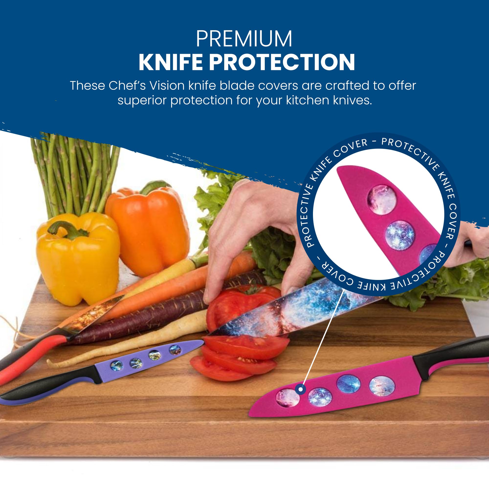 CHEF'S VISION Cosmos Knife Blade Covers - Premium Knife Guards for Kitchen Knives - Protective Knife Sheaths for Safe Storage - Durable Knife Sleeves for Chefs & Home Cooks - Perfect for Kitchen Organization & Knife Protection (Knives Not Included)