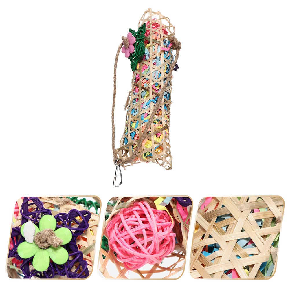 2pcs Natural Rattan Bird Chew Toys - Parrot Shredder & Hammock Plaything for Biting, Hanging & Foraging - Perfect for Christmas Gifts & Birdcage Enrichment | Ideal for Parrots, Cockatiels & Small Birds to Relieve Stress & Exercise Beaks