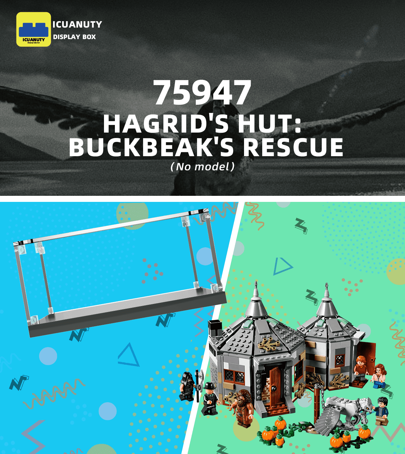 Premium LEGO Hagrid's Hut: Buckbeak's Rescue 75947 Display Case - Clear Acrylic Protector for Collectible Building Sets - Perfect for Showcasing & Protecting Your Harry Potter LEGO Collection at Home or Office