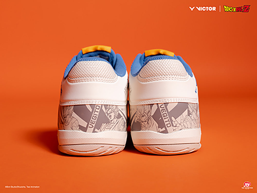 Victor x Dragon Ball Z DBZ Unisex Indoor Court Shoes - Bright White Sneakers for Anime Fans & Basketball Players - Perfect for Cosplay, Gym Workouts & Casual Wear