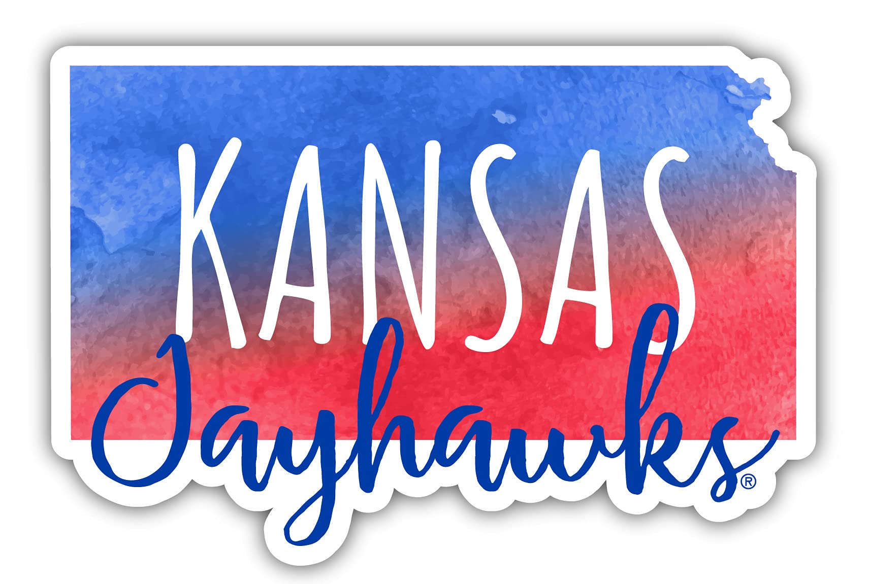 Kansas Jayhawks Watercolor State Die Cut Vinyl Decal 2-Inch - Officially Licensed NCAA College Sticker for Cars, Laptops & Windows - Perfect for KU Fans & Alumni Gifts