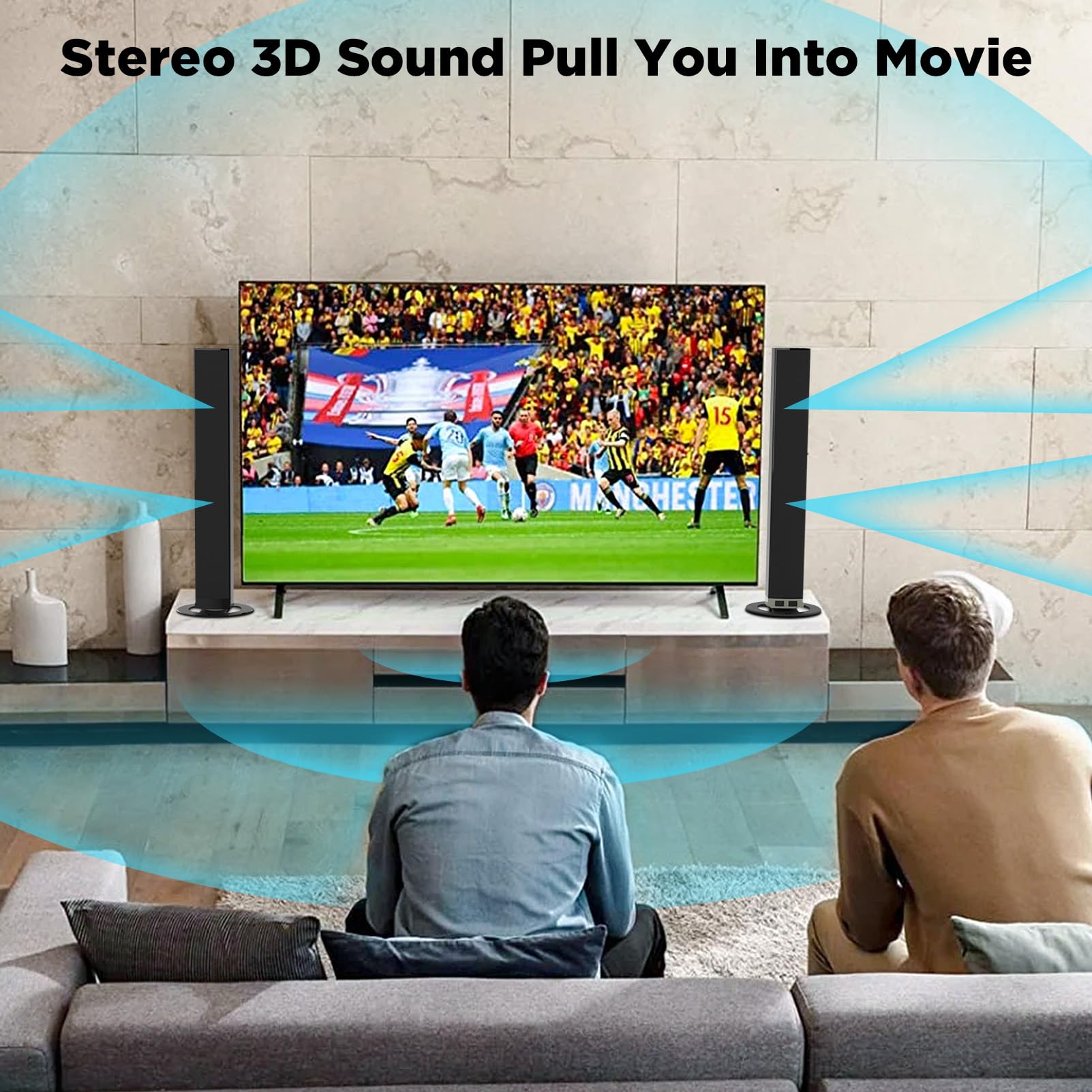 MZEIBO TV Sound Bar - 60W Bluetooth 5.0 Detachable Soundbar with ARC/Optical/AUX, 32-Inch Smart TV Speaker for Enhanced Home Theater Audio, Perfect for Living Room and Bedroom Entertainment