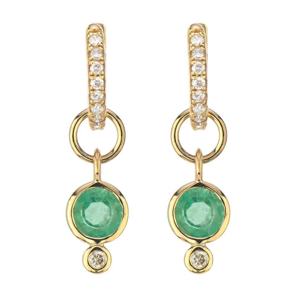 14K Gold Emerald & Diamond Stud Earrings for Women - Elegant Dangle Charms for Parties, Weddings & Special Occasions