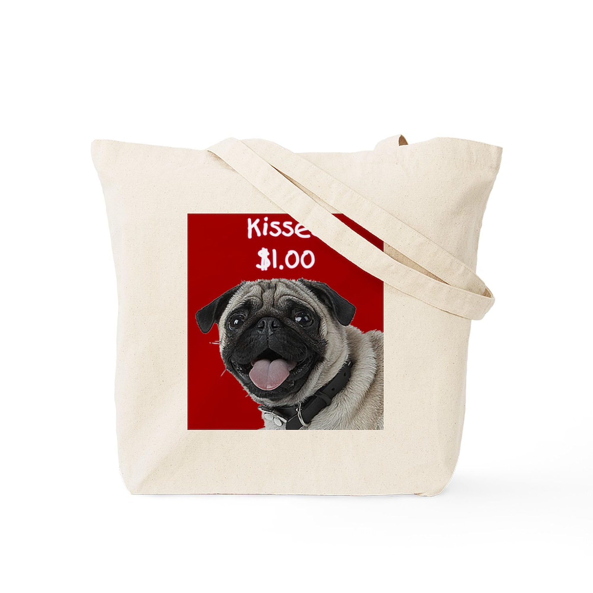 Pug Kisses Tote Bag - Natural Canvas Reusable Shopping Bag for Groceries, Beach & Daily Use | Cute Dog Lover Gift