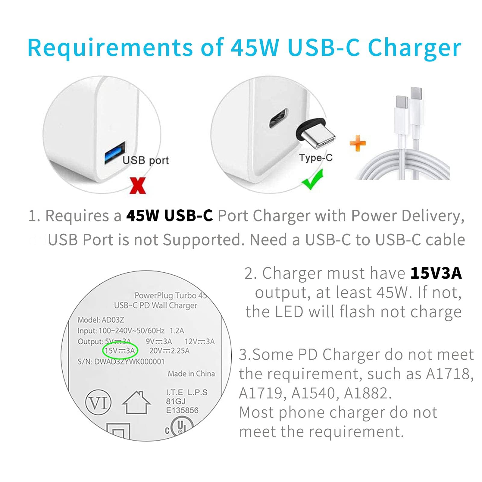 Premium Nylon Braided USB-C to Surface Connect Charging Cable - Compatible with Microsoft Surface Pro 7/6/5/4/3, Surface Go 2, Surface Laptop 1/2/3 & Surface Book - Fast Charging 45W 15V3A PD - 0.2m Short Cable for Home, Office & Travel Use