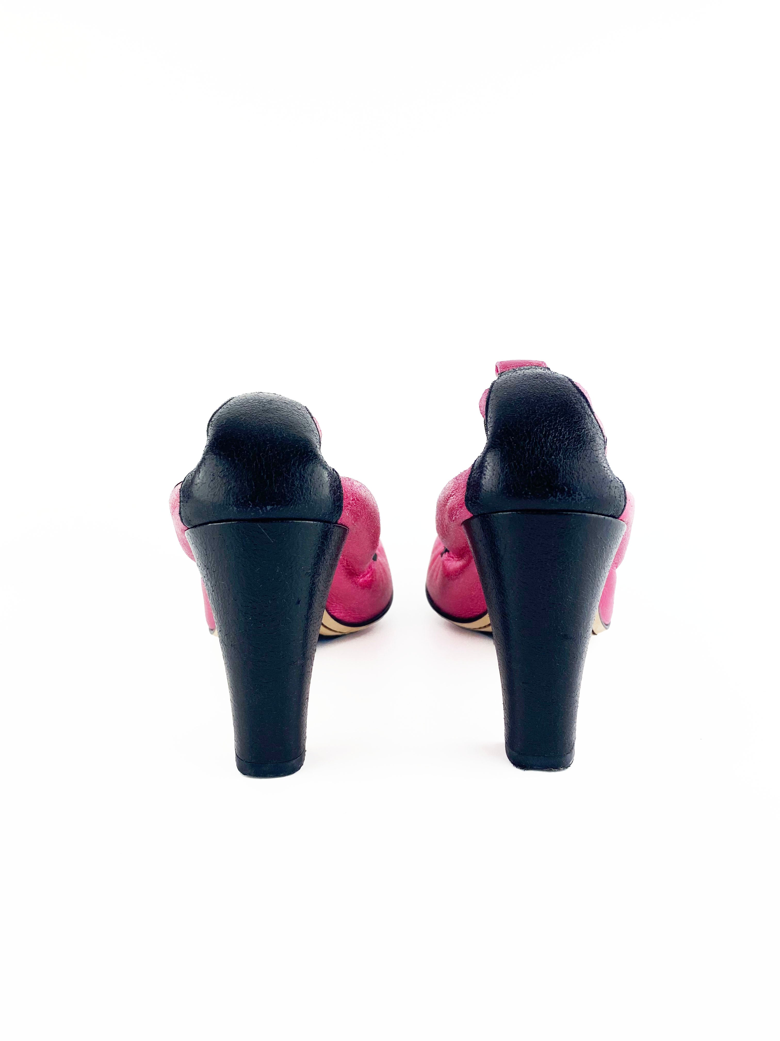 Chanel Black & Pink CC Logo Pumps Women's Size 38.5 - Luxury High Heels for Parties, Weddings & Formal Events
