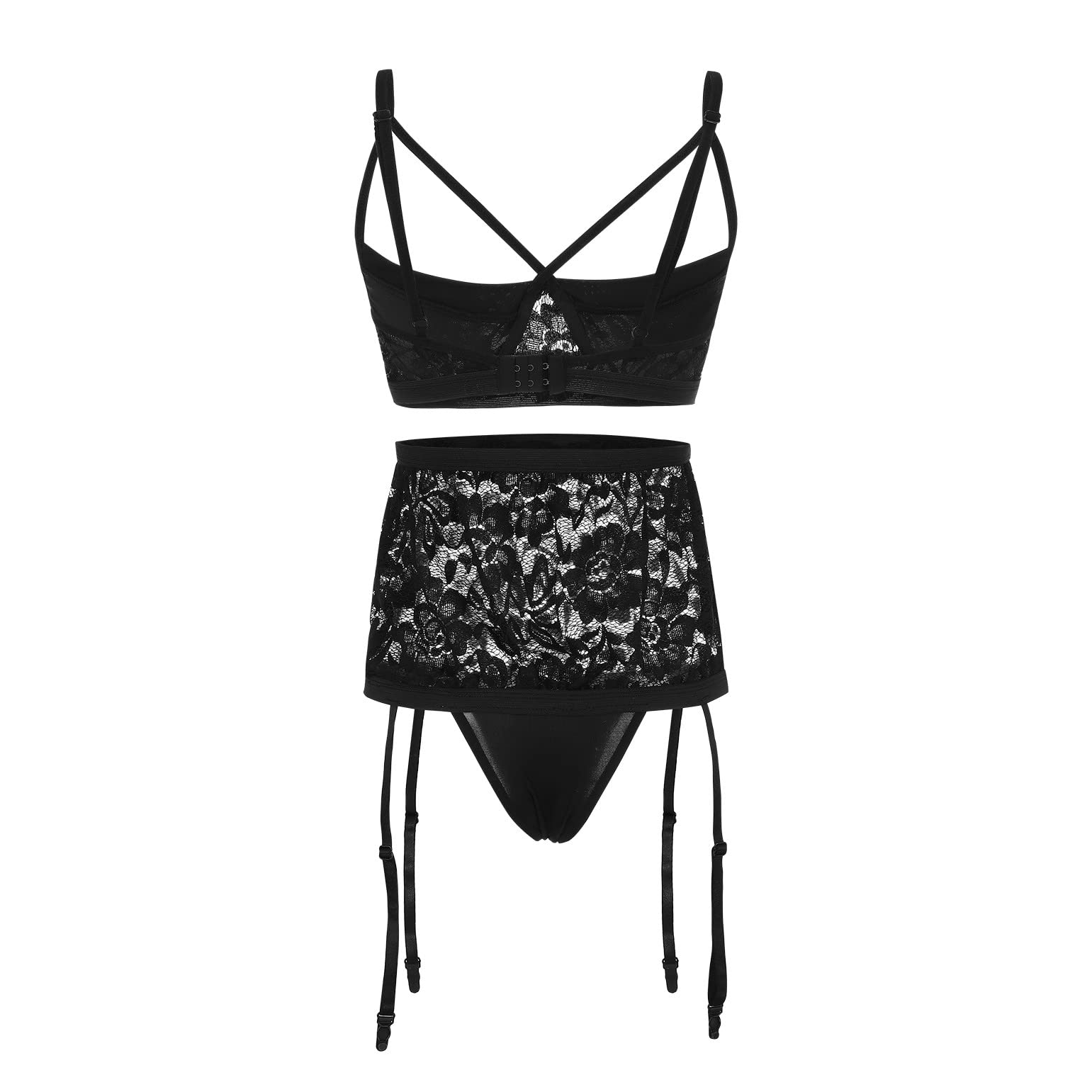 Plus Size Lingerie for Women - Sexy Mesh Teddy Bodysuit Corset with Garter, Black Sleepwear & Underwear | Perfect for Valentine's Day, Boudoir Photography & Romantic Nights