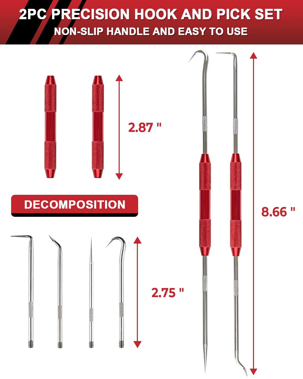 5 Pcs Hydraulic Seal Installation Tool Kit - Professional Hydraulic Cylinder Piston Repair Seal Tools with U-Cup Rod Seal Installer | Upgraded Seal Twistor Set with Pick & Hook | Perfect for Heavy Equipment Maintenance & Hydraulic System Repairs