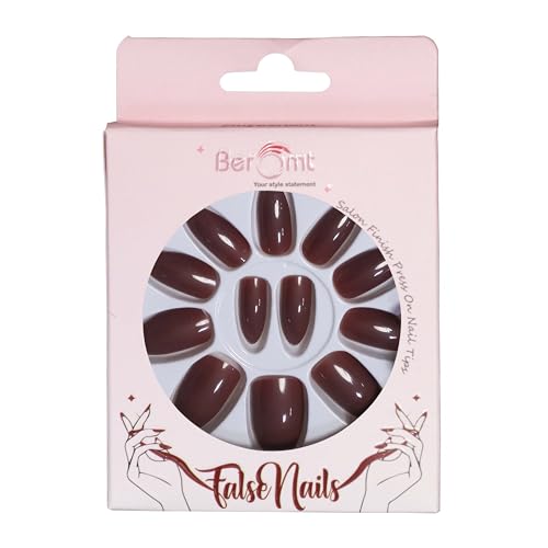 Beromt Press On Nails Set - 24PCS Matte Finish Acrylic Fake Nails for Women, Professional False Nails with Elegant Design (BFN428PSN) - Perfect for Parties, Weddings, and Special Occasions