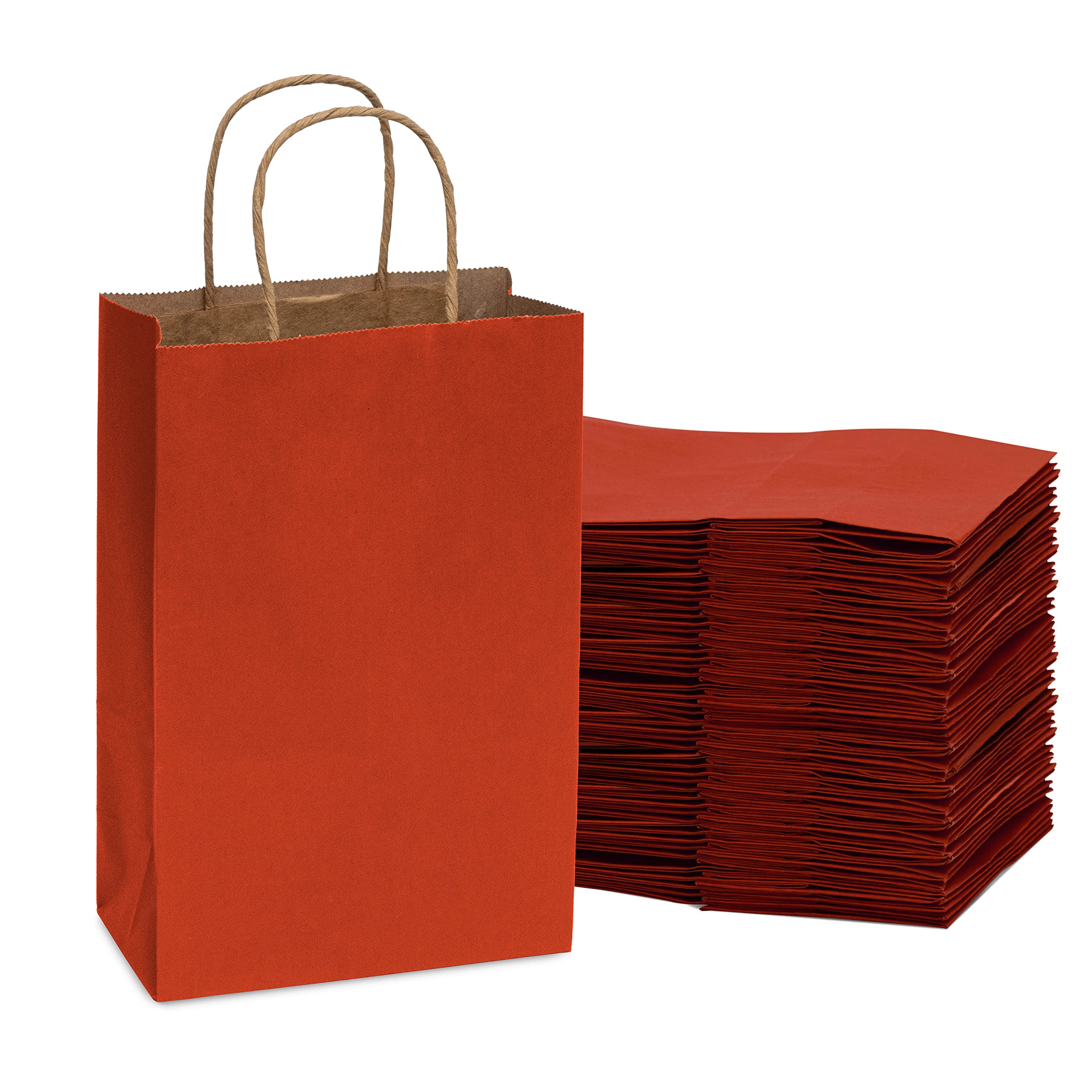 400 Pack Small Red Gift Bags 6x3x9 Inch - Eco-Friendly Kraft Paper Shopping Bags with Handles for Boutiques, Retail Stores, Birthday Parties, Christmas, Valentine's Day | Perfect for Holiday Gifts, Party Favors & Small Business Packaging