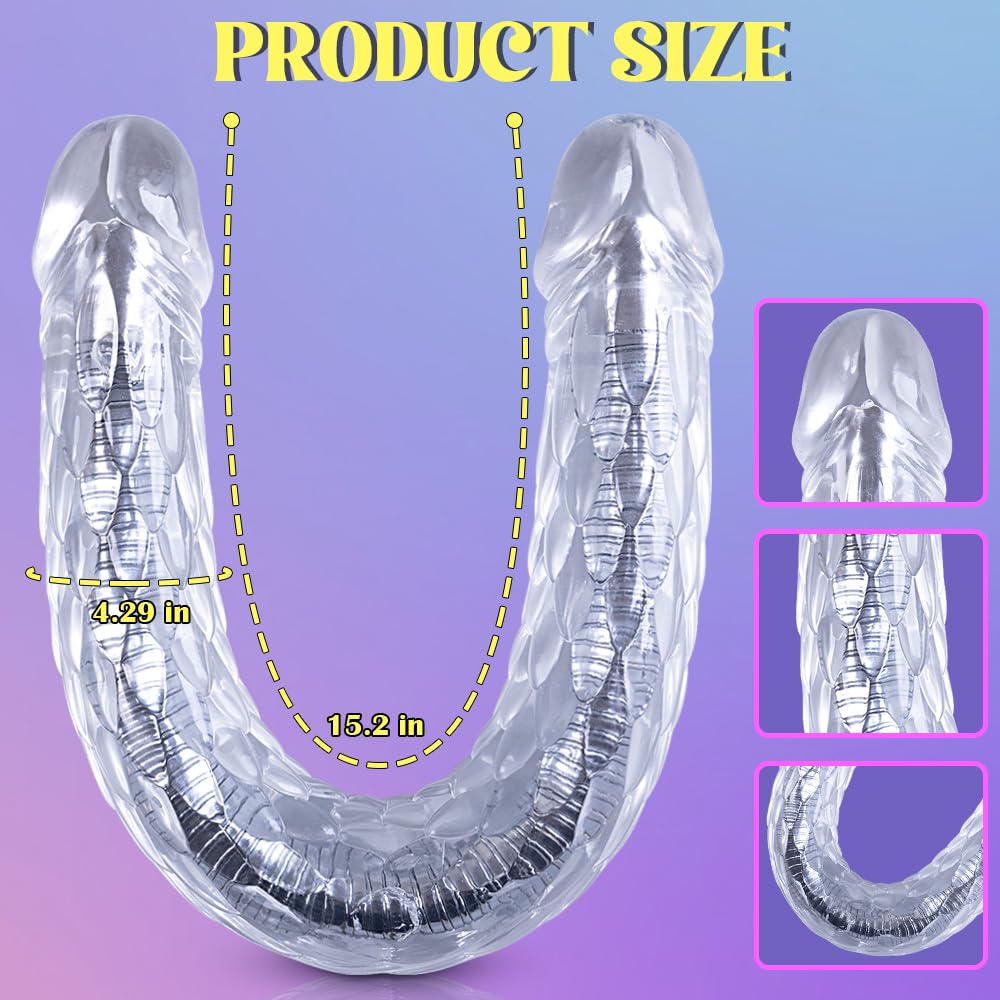 Realistic Double Ended Dildo with Bendable Stand - Clear G-Spot & Anal Sex Toy for Couples & Solo Play - Perfect for Spice Up Bedroom Fun & BDSM Exploration