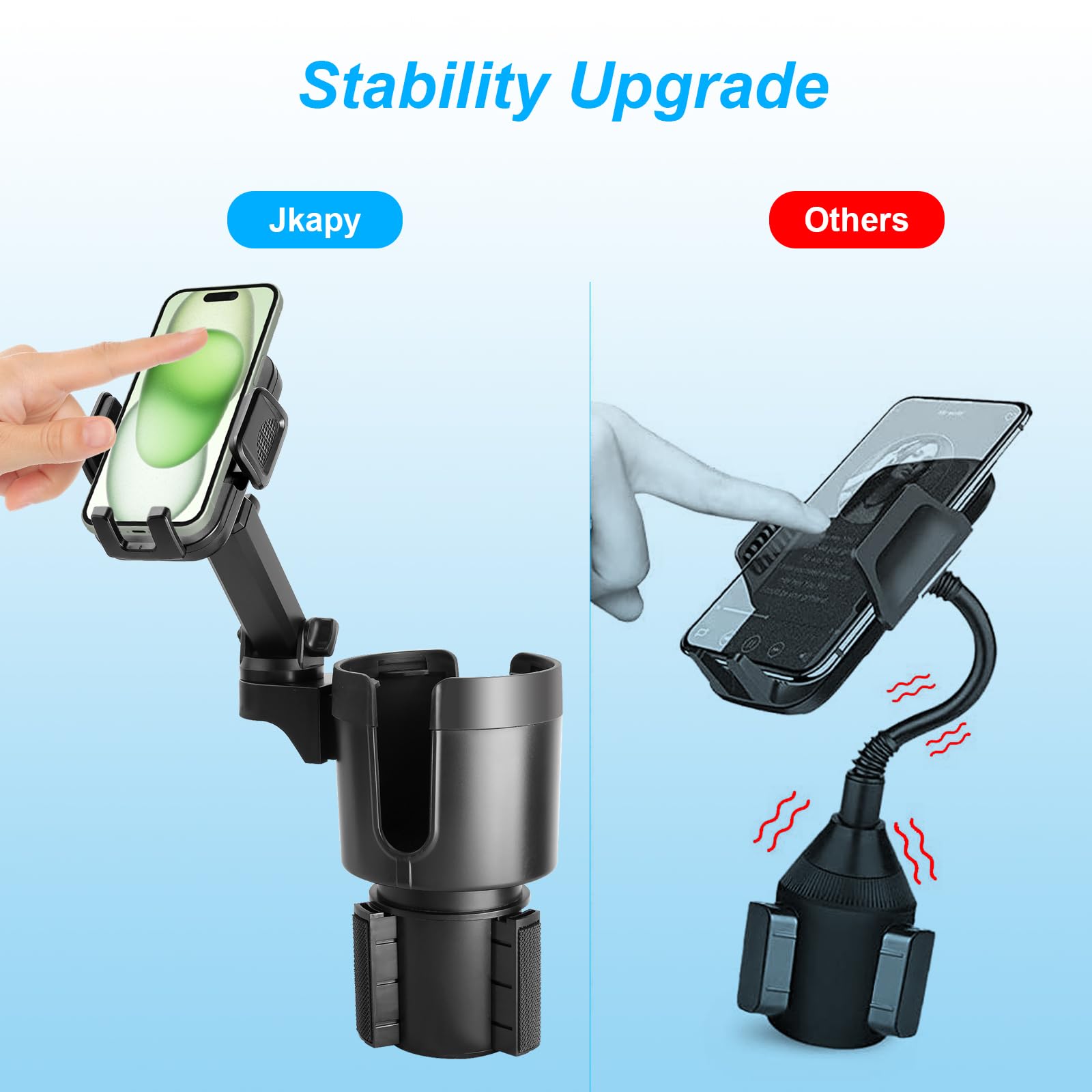 360° Rotating Cup Holder Phone Mount for Car - 2 in 1 Car Cup Holder Expander with Long Arm, Universal Smartphone Holder for iPhone, Samsung, Pixel - Perfect for Road Trips, Commuting & Food Delivery