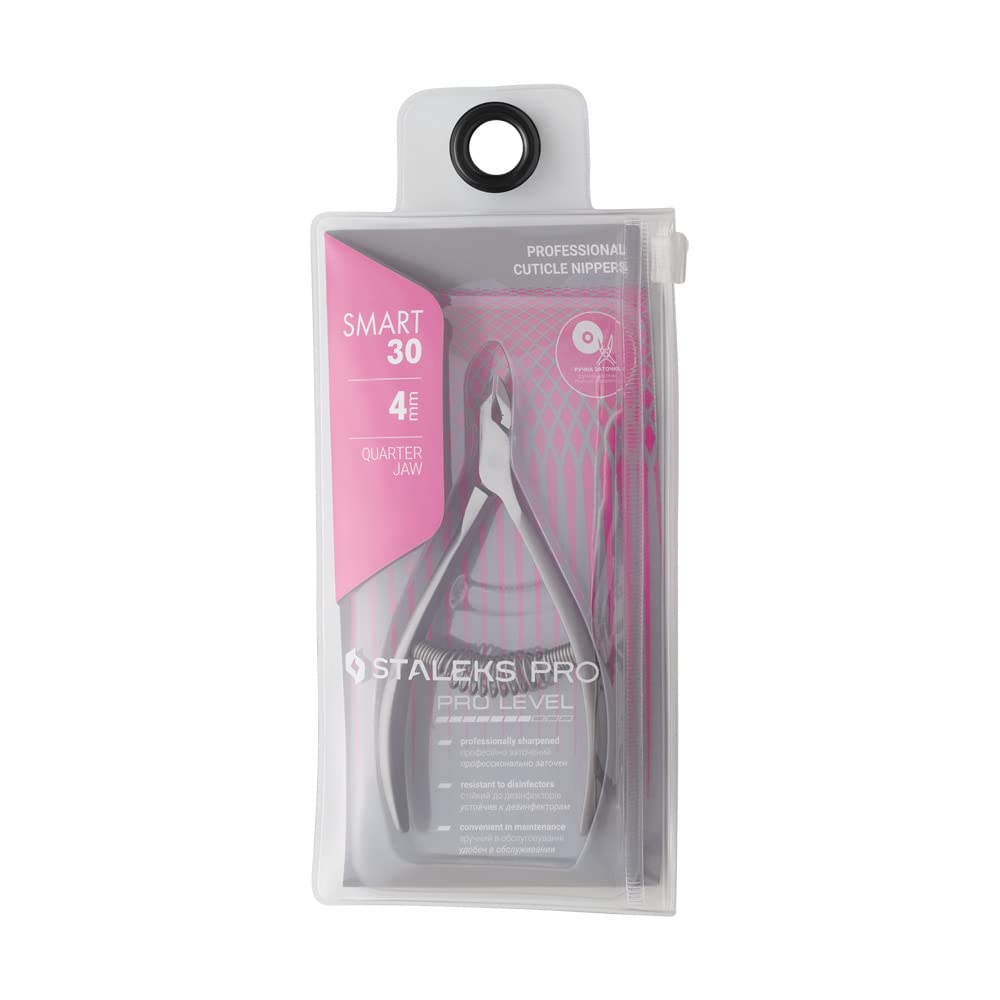 STALEKS PRO SMART 30 Professional Cuticle Nippers (NS-30/4) - High Precision Stainless Steel Manicure Tool for Salon & Home Nail Care