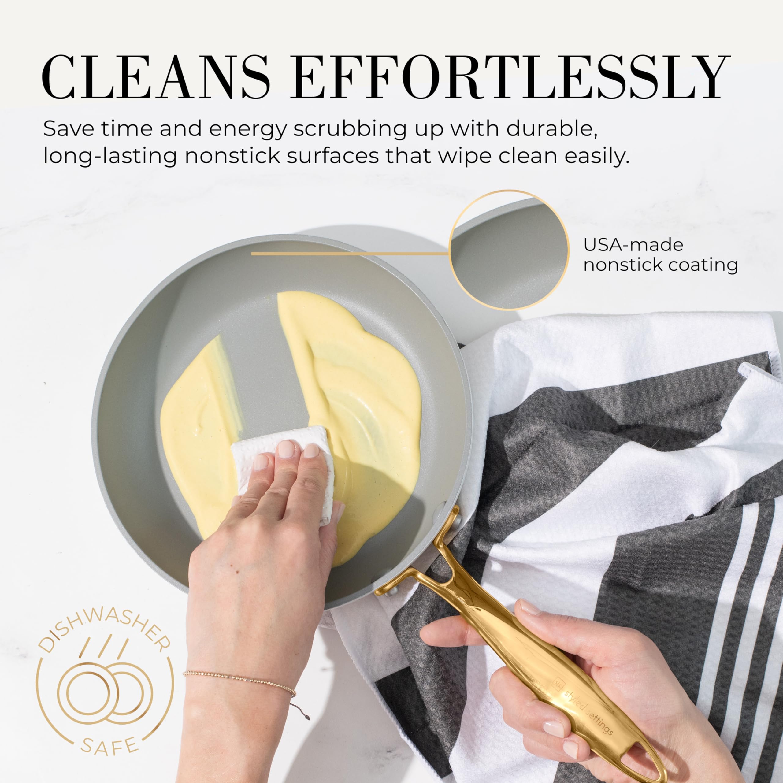 Premium 15-Piece White & Gold Nonstick Cookware Set - Heavy Gauge, PFOA-Free, Oven & Dishwasher Safe, Induction Compatible Pots & Pans for Modern Kitchens - Ideal for Cooking, Baking & Entertaining