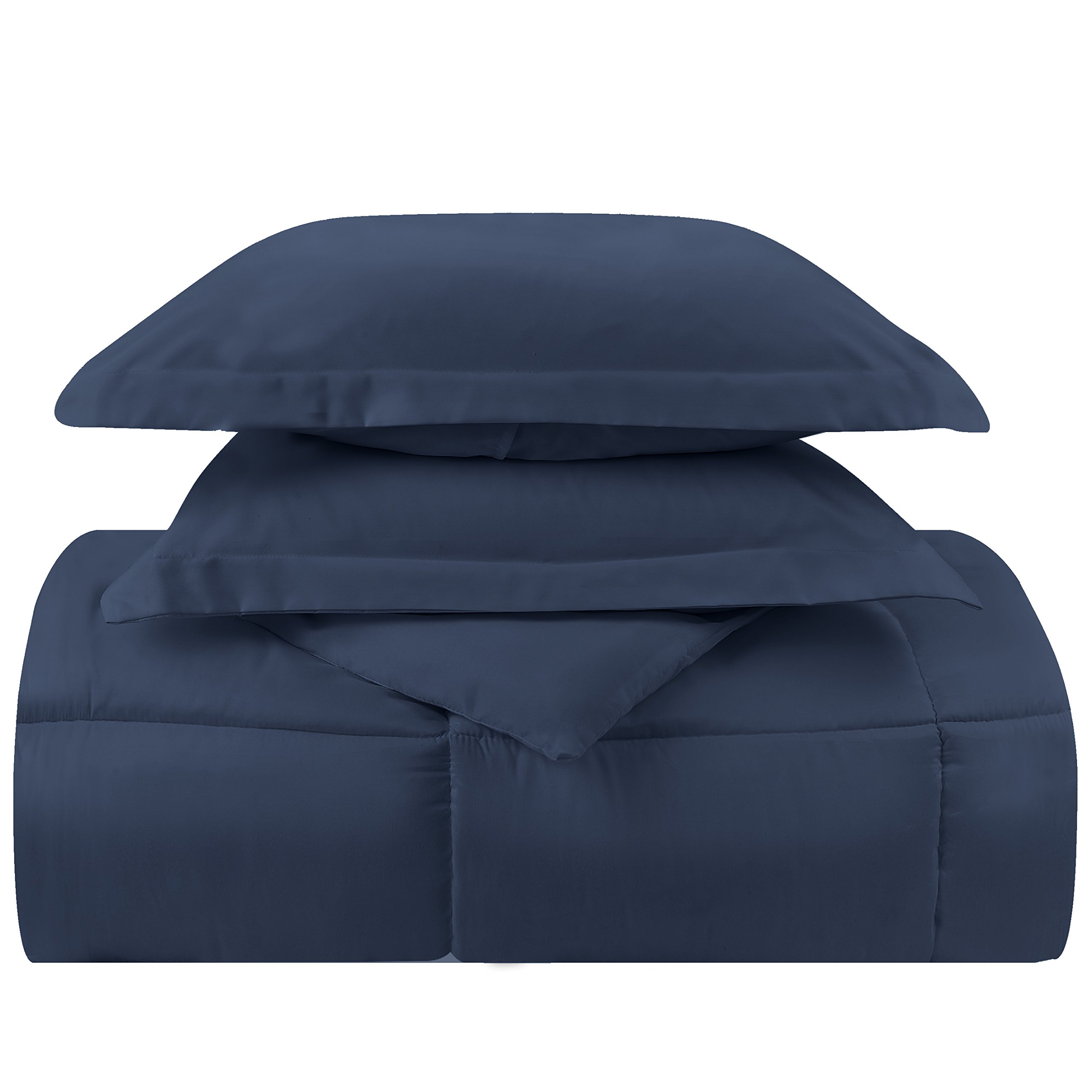 Nestl Ultra Soft Down Alternative Comforter & Bed Sheet Set - 4 Piece King Size in Navy/White - Perfect for Cozy Bedroom Decor & Guest Room Essentials