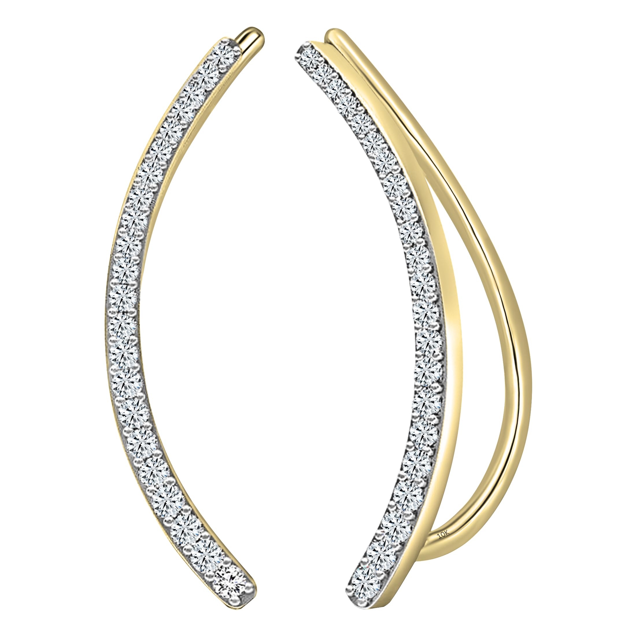 0.22 Carat Round White Diamond Crawler Climber Earrings for Women - Solid Gold Dazzlingrock Collection | Elegant & Luxurious Jewelry for Weddings, Parties & Special Occasions