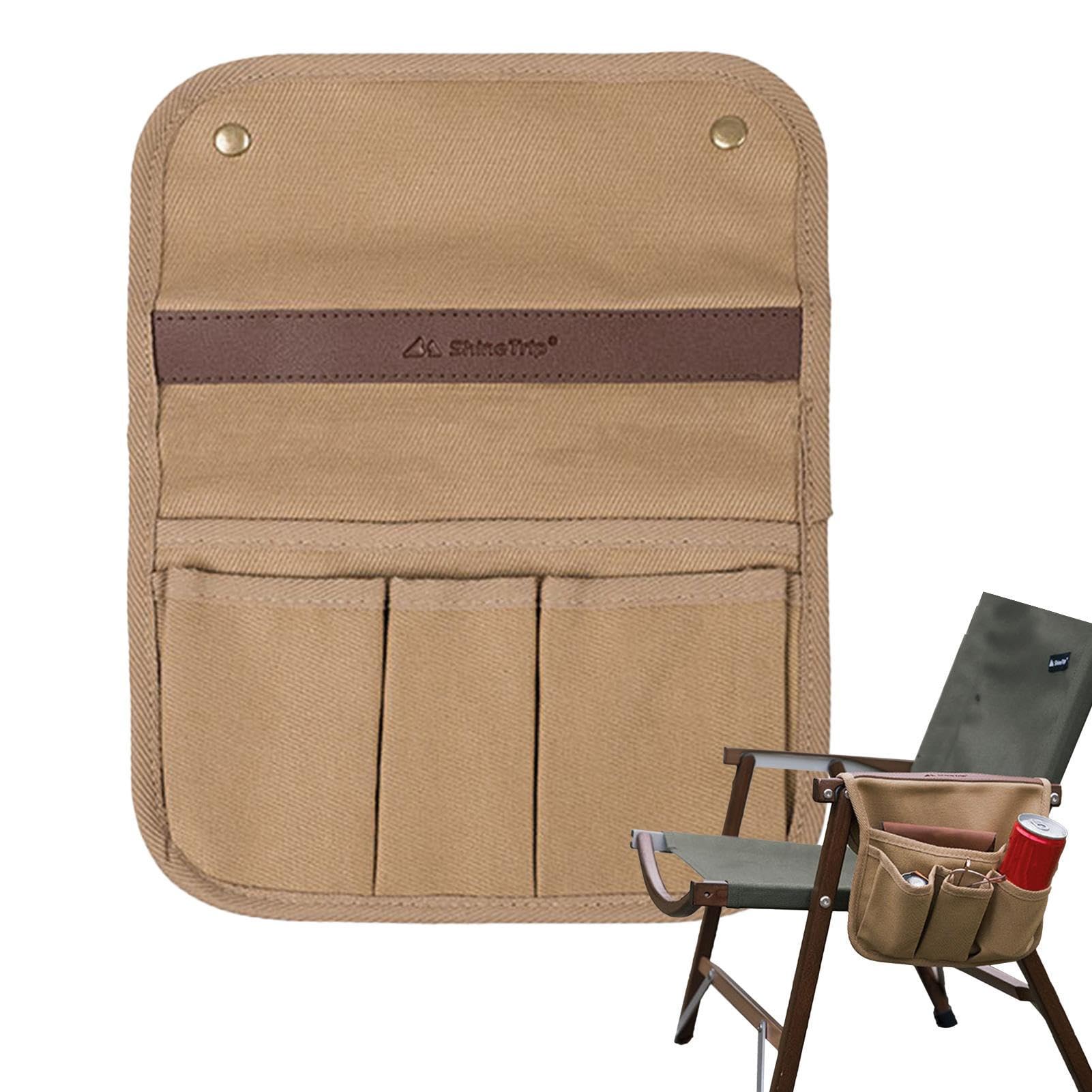 Portable Beach Chair Caddy Bag with Multiple Pockets - Foldable Camping Organizer for Outdoor, Picnic & Wheelchair Use | Double Layer Snack Storage & Armrest Organizer for Beach, Park & Travel