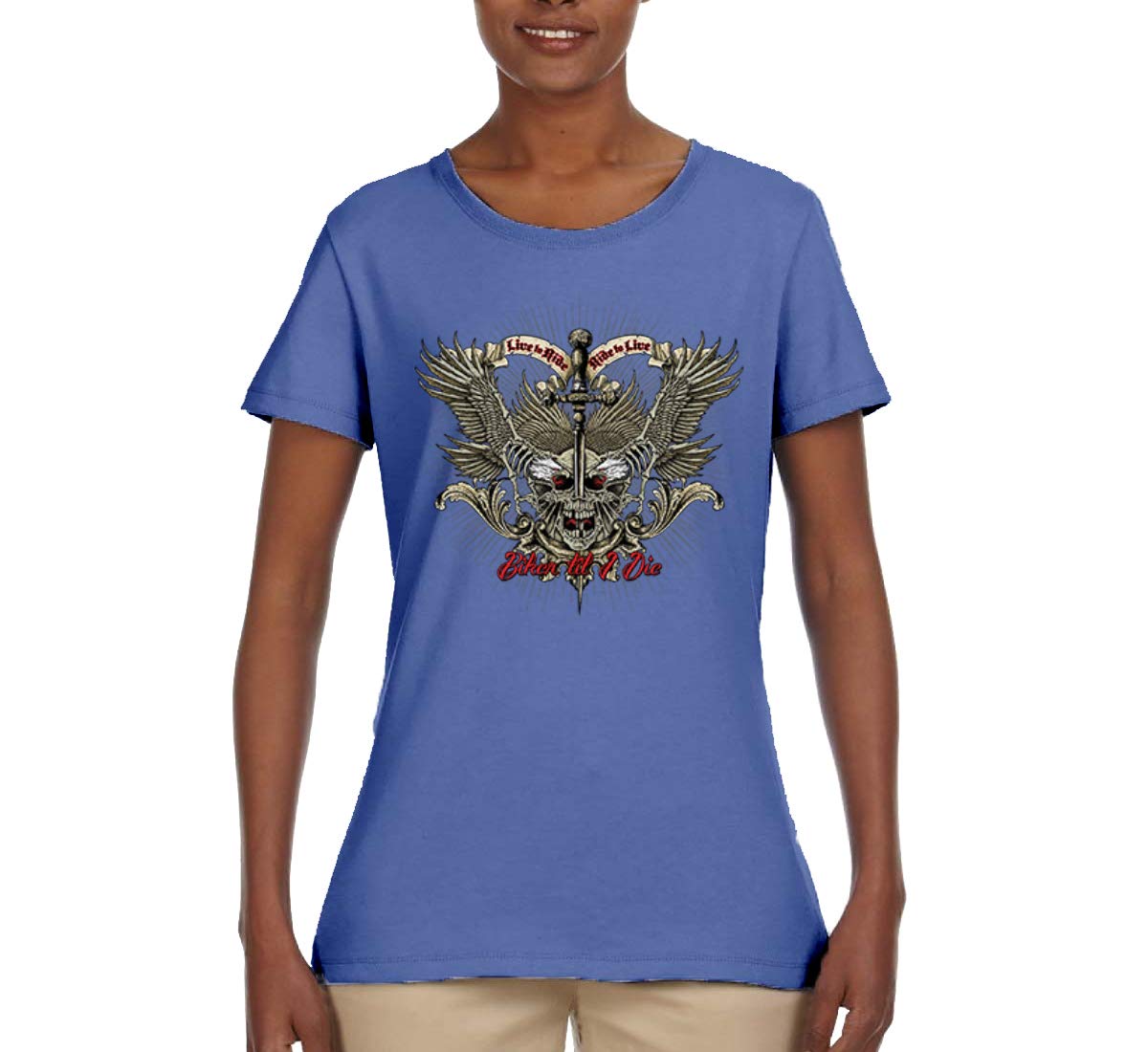 Biker Til I Die Live to Ride Motorcycle Graphic T-Shirt for Women - Perfect for Motorcycle Riders, Biker Events & Casual Wear