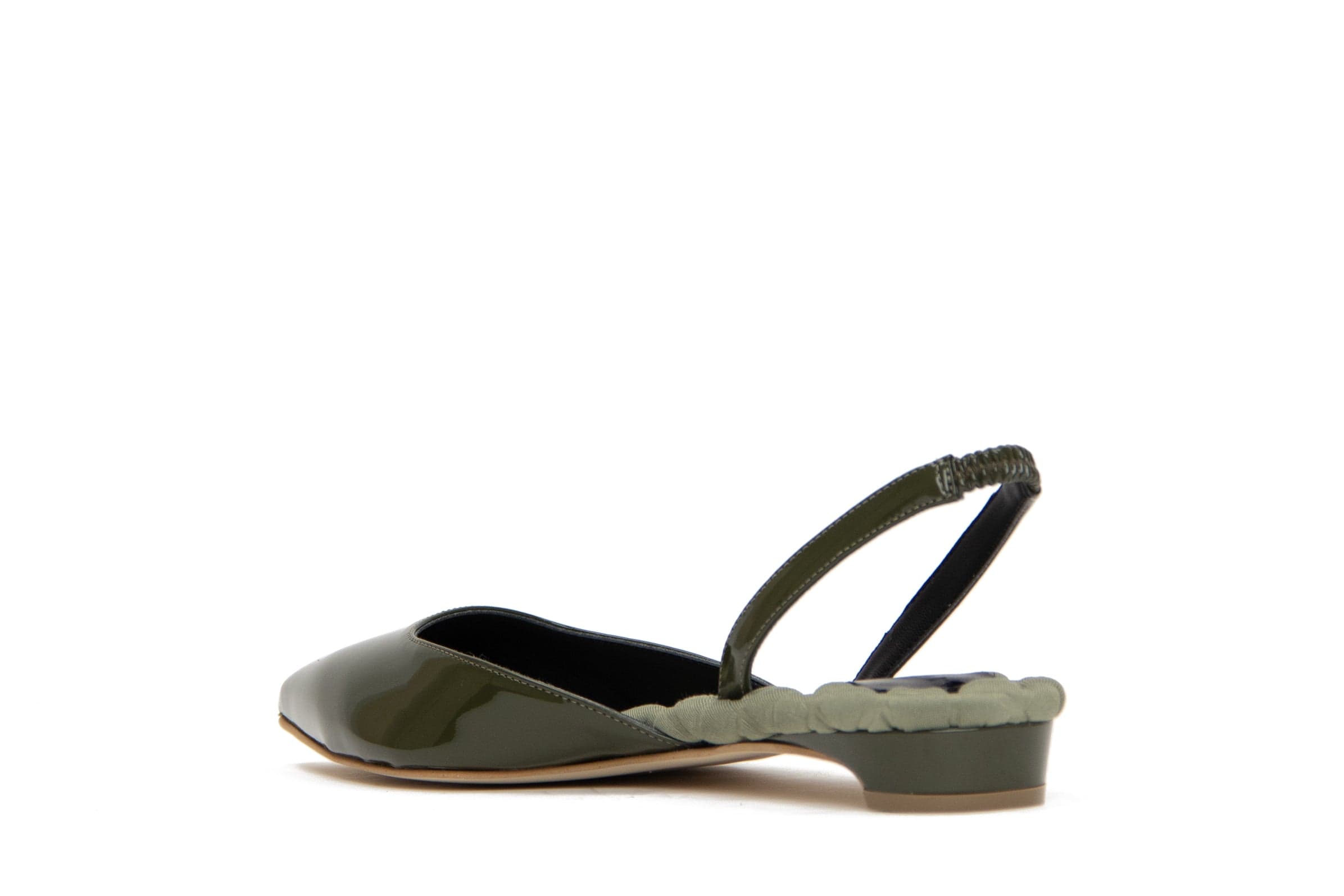 Jackie Vegan Leather Slingback Flats for Women - Comfortable Green Patent Leather Shoes | Perfect for Office, Wedding & Casual Outfits