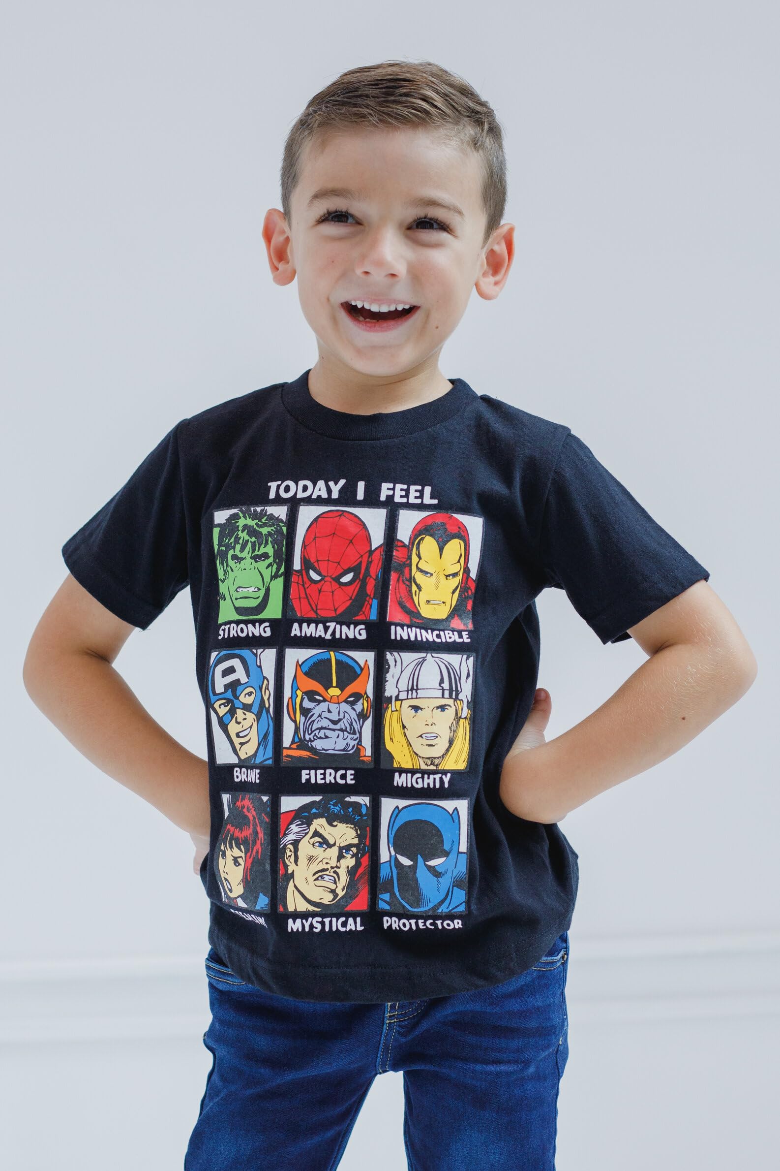 Marvel Avengers Spider-Man Iron Man Thor 3 Pack Graphic T-Shirts for Kids - Superhero Cotton Tees for Toddler to Big Kid (Ages 2-10) - Perfect for School, Playdates & Superhero Costume Parties