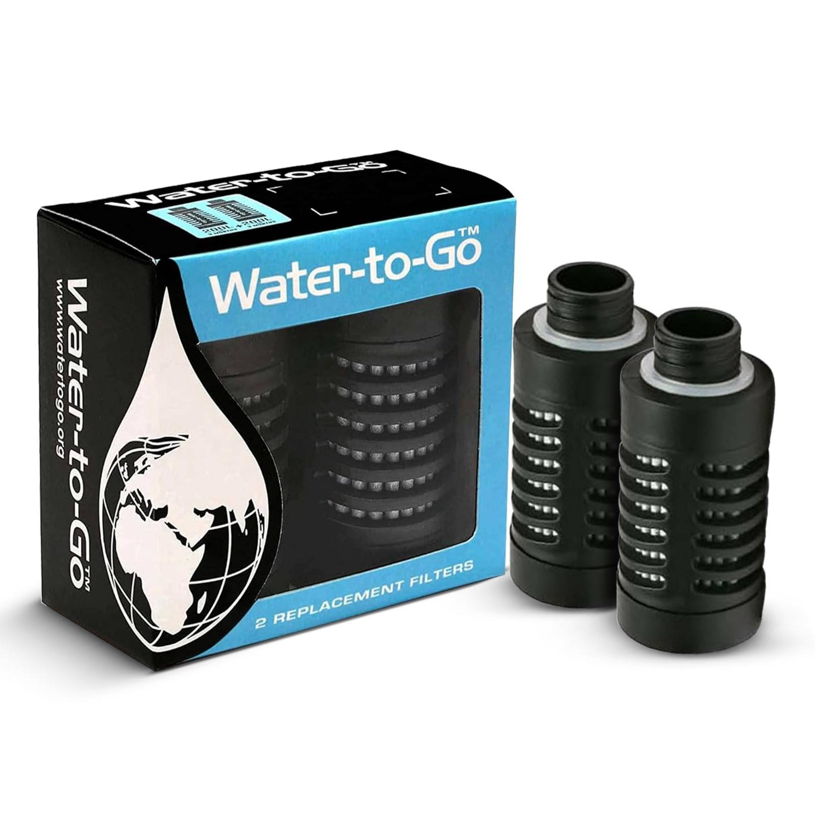 BPA-Free Replacement Water Filters with Triple Nano Filtration Technology - Pack of 2, Fits Most Filtered Water Bottles, Saves 400 Plastic Bottles - Perfect for Hiking, Camping & Outdoor Adventures