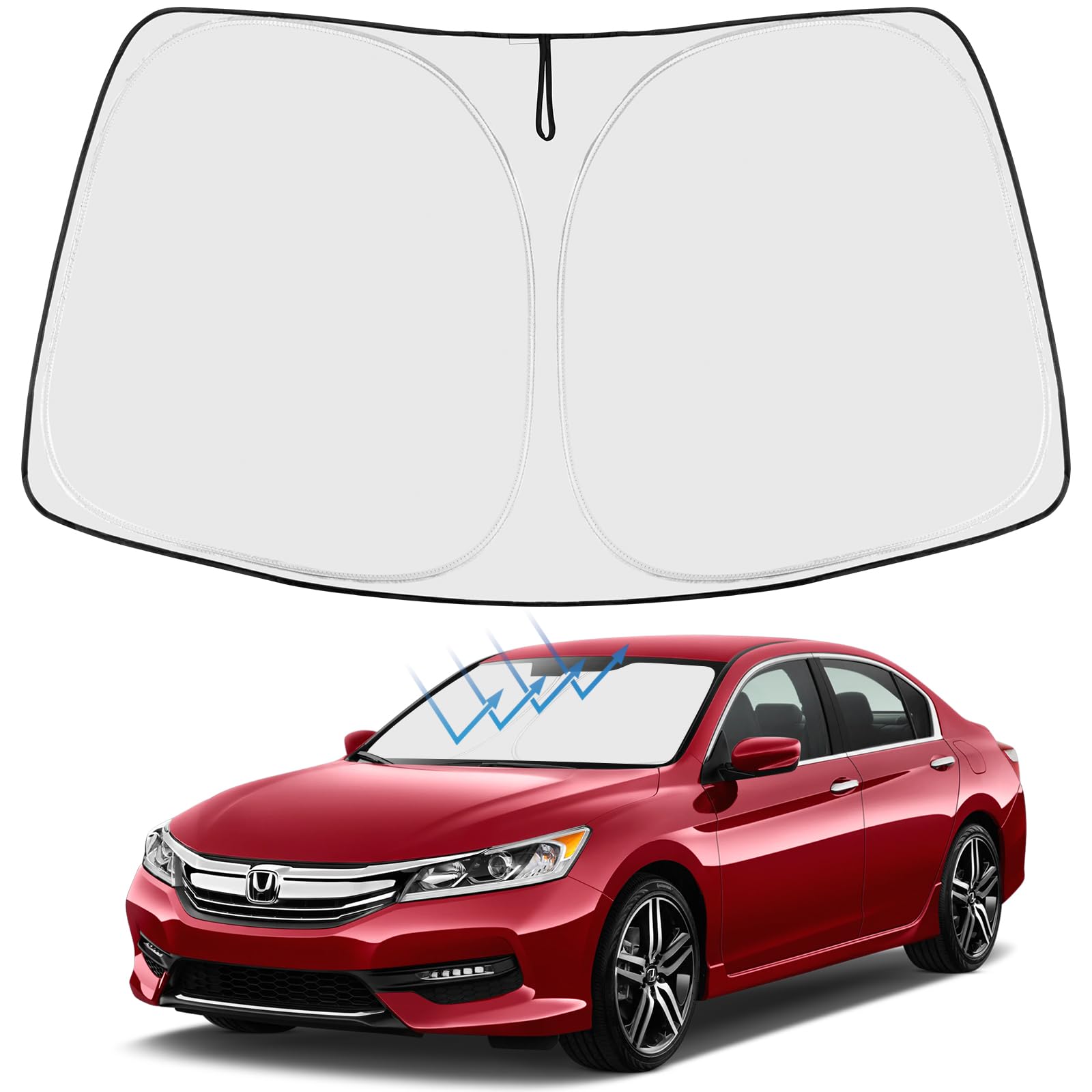 Proadsy 2025 Upgraded Foldable Car Windshield Sun Shade - Custom Fit for 2014-2017 Honda Accord Sedan (LX/Sport/EX/EX-L/Touring) | UV Protection & Heat Shield | Perfect for Summer Parking & Road Trips