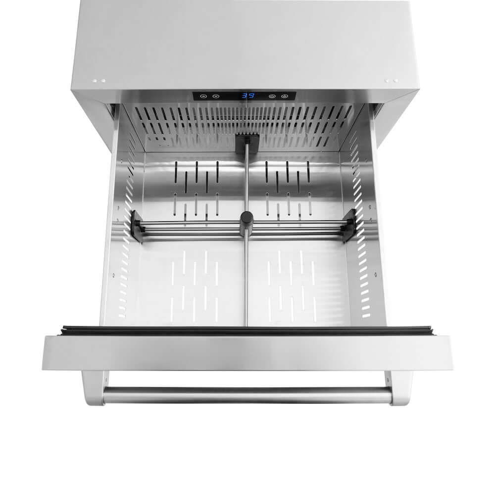 ZLINE 24 Inch Stainless Steel Outdoor Rated Dual Refrigerator Drawer - 168 Can Capacity, Touchstone Series (RDSO ST 24) - Perfect for Outdoor Kitchens, Patios, and Entertaining Areas