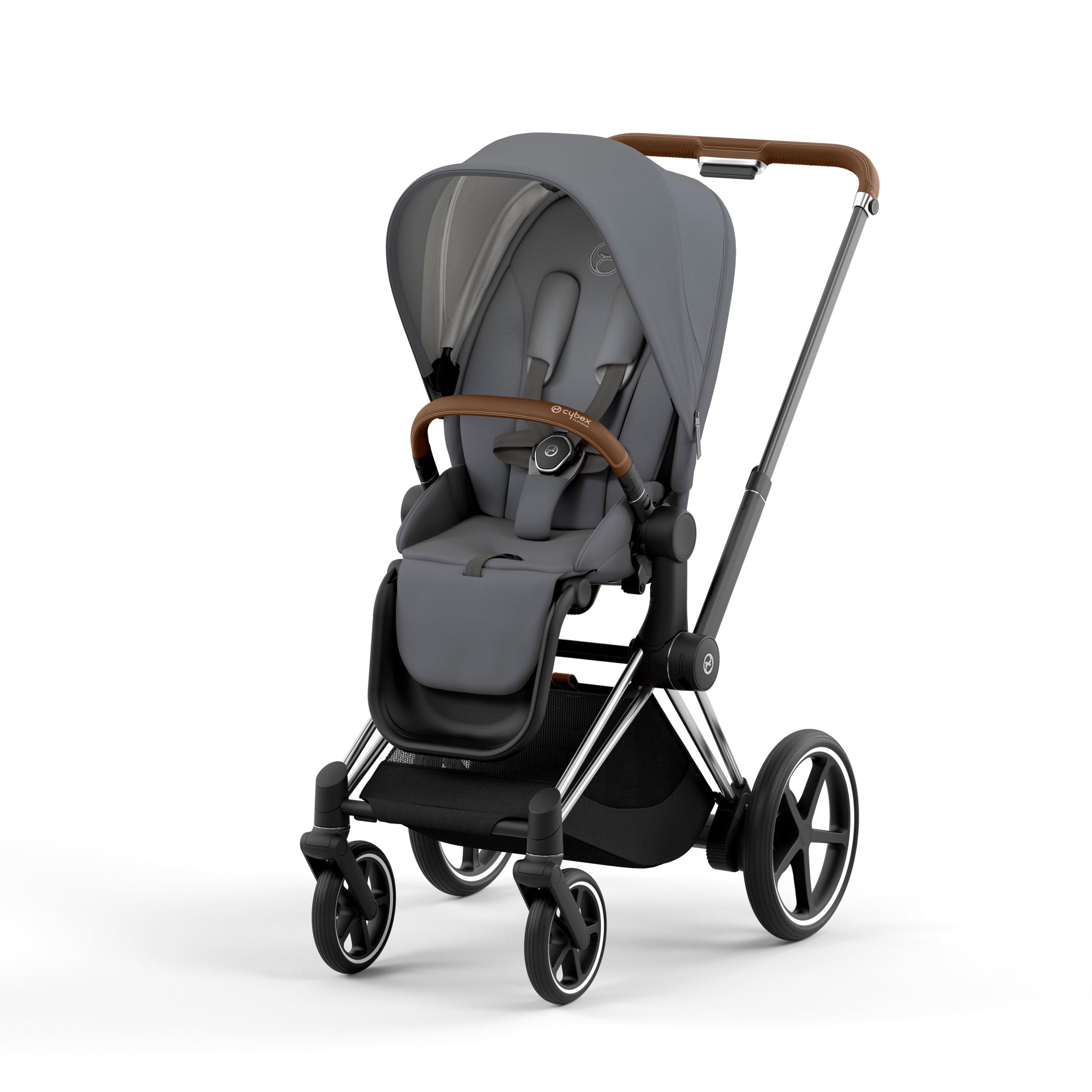 Cybex ePriam 2 Complete Stroller - Lightweight Chrome/Brown Baby Stroller for Newborns & Toddlers | Perfect for City Walks, Shopping & Travel