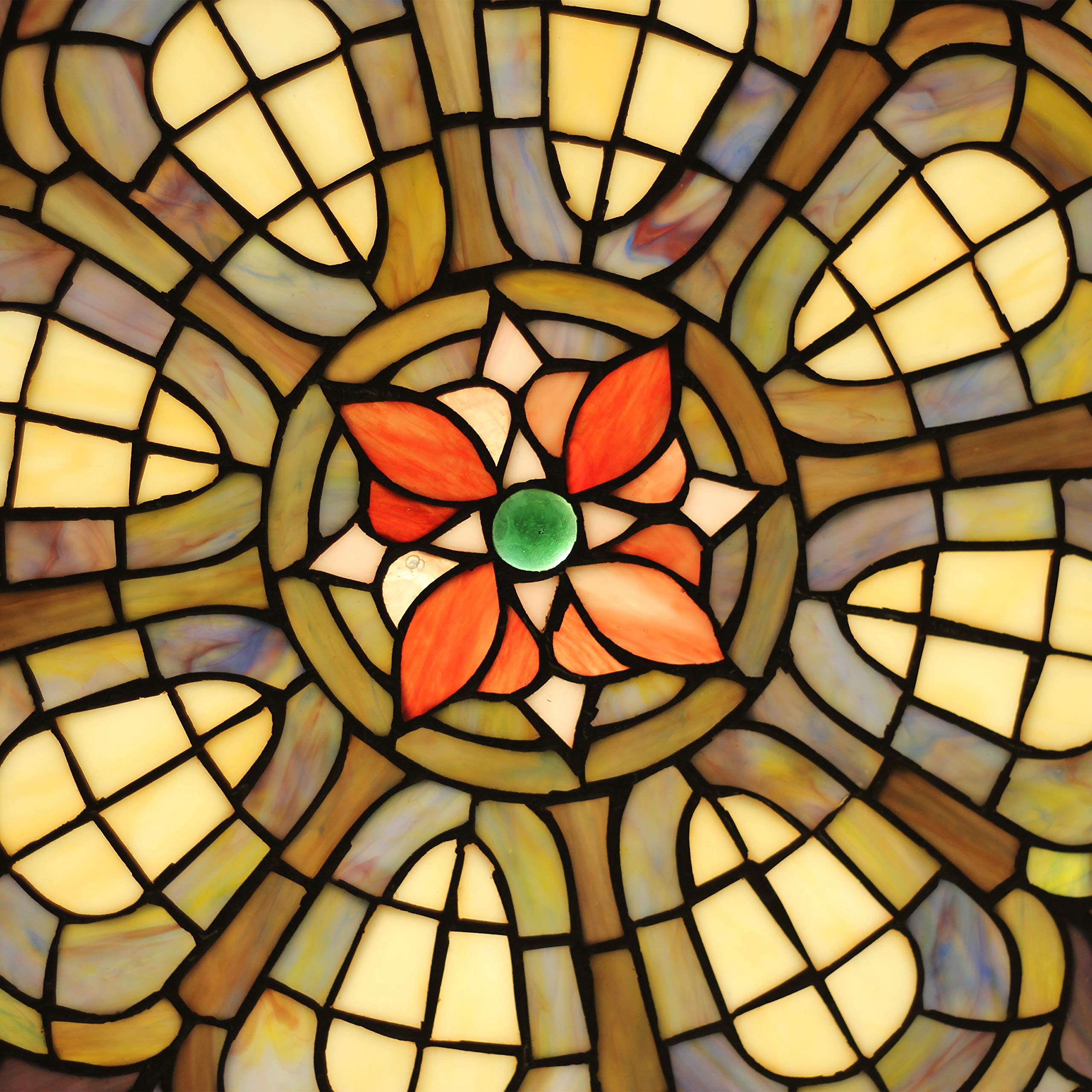 Tiffany Glass Baroque Window Panel 24 Inch - Stained Glass Art for Home Decor, Church Windows & Victorian Style Interiors