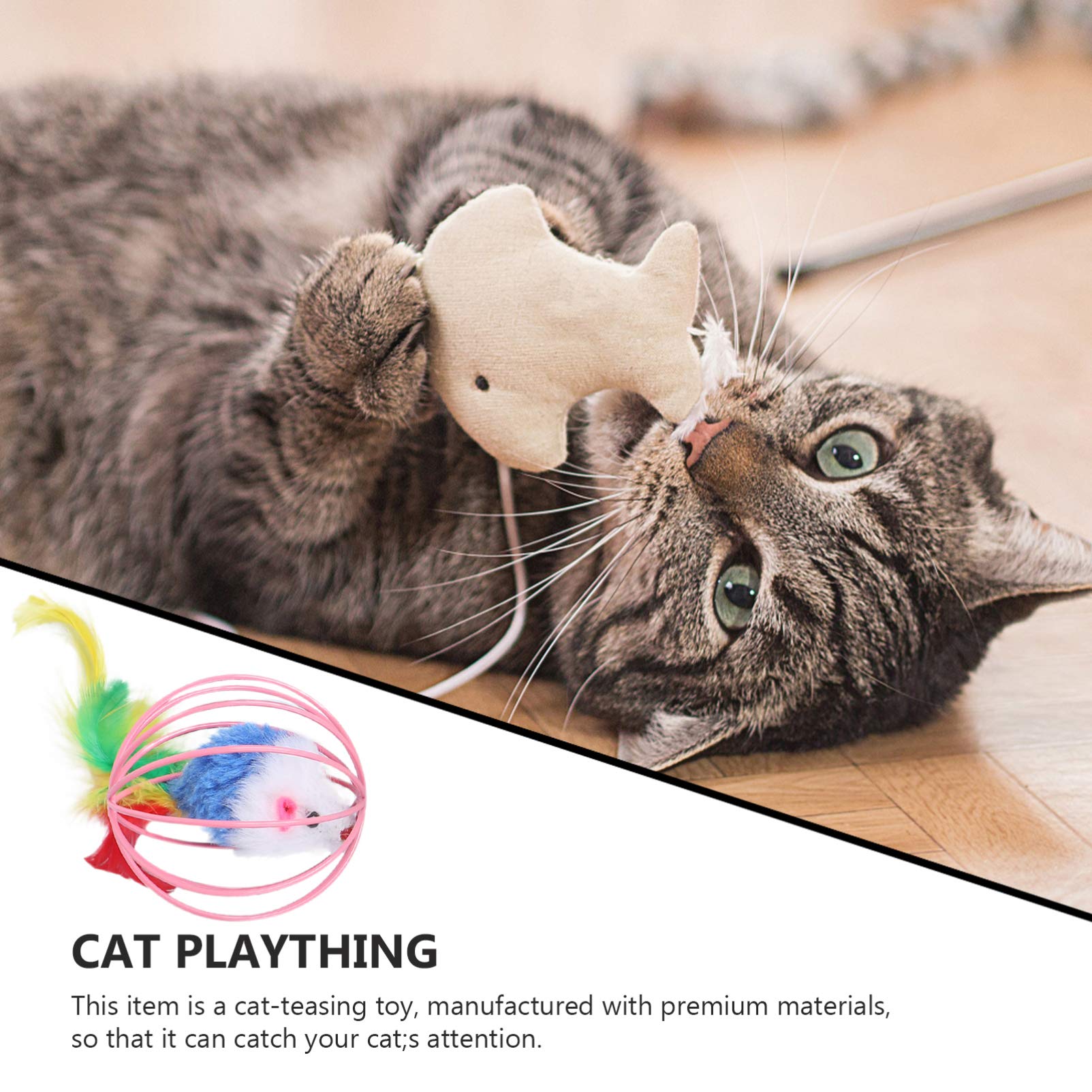 Balacoo 5-Piece Cat Toy Set - Interactive Cat Balls, Cage Mouse Toys & Teaser Balls for Indoor Cats - Fun Pet Supplies for Playtime, Exercise & Mental Stimulation (Includes 6cm Iron Plush Mouse & Scrump Plush Toy)