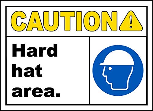 Vinyl Safety & Warning Stickers Bundle - Caution Hard Hat Area, Warehouse Signs (3.5