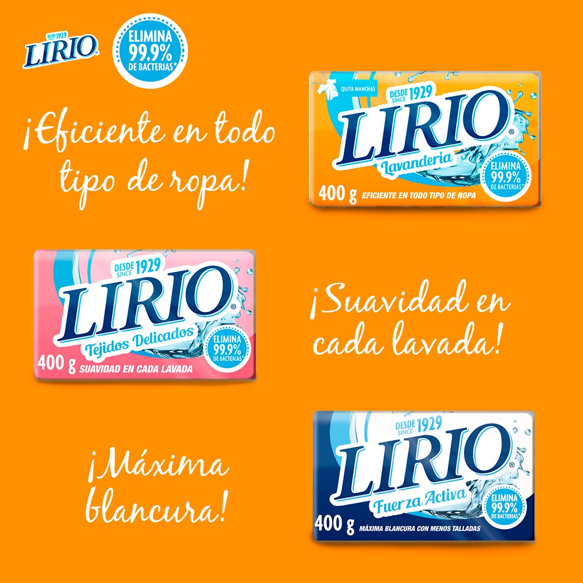 Lirio White Laundry Soap Bar - 14.1 oz, Natural & Gentle for Delicate Fabrics - Perfect for Hand Washing Clothes, Travel & Eco-Friendly Laundry