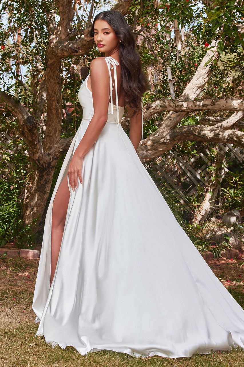 Lottie Gown - Off White Satin A-Line Dress for Wedding Guest, Bridesmaid & Formal Occasions