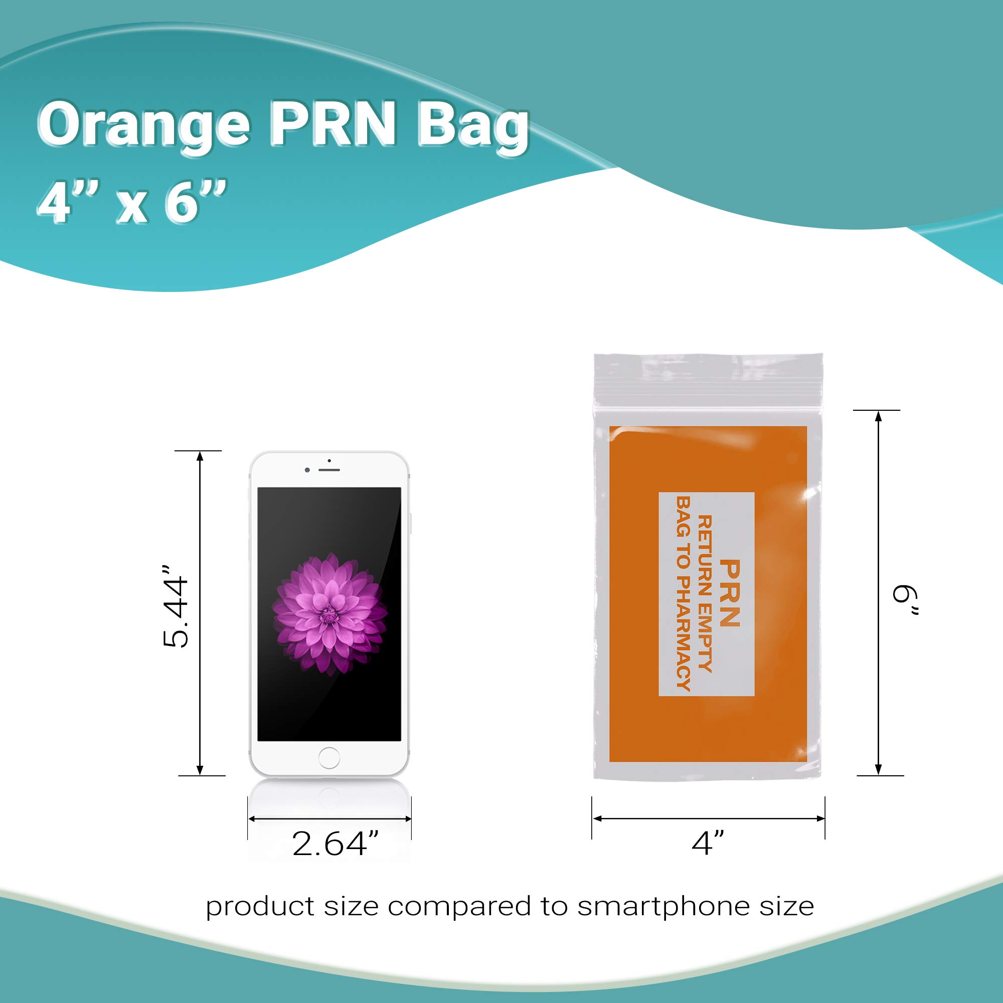 APQ 1000 Pack 4x6 Inch Clear Orange PRN Bags with Zipper - 2 Mil Thick Polyethylene Medical Bags | Secure Seal Closure | Perfect for Pharmacy, Infirmary & Healthcare Storage Needs